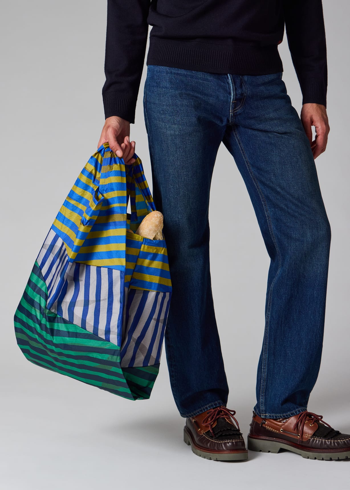 Susan Bijl x Paul Smith - Blue Mixed-Stripe 'The New Shopping Bag