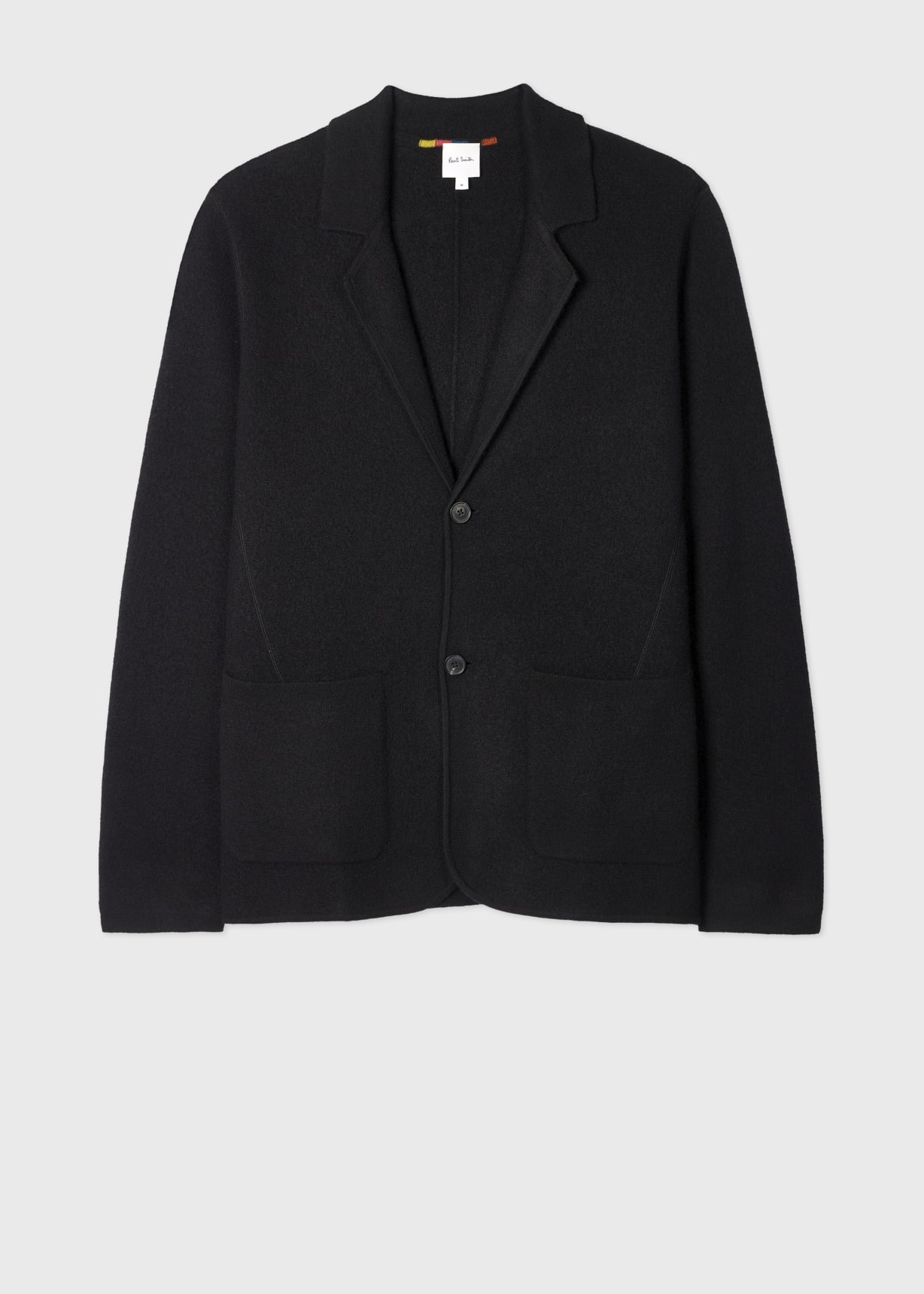 Men's Black Merino Wool Knitted Cardigan Blazer