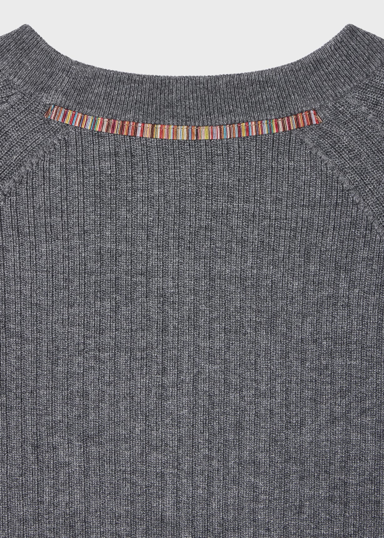 Men's Grey Merino Wool-Cotton Blend Ribbed Sweater