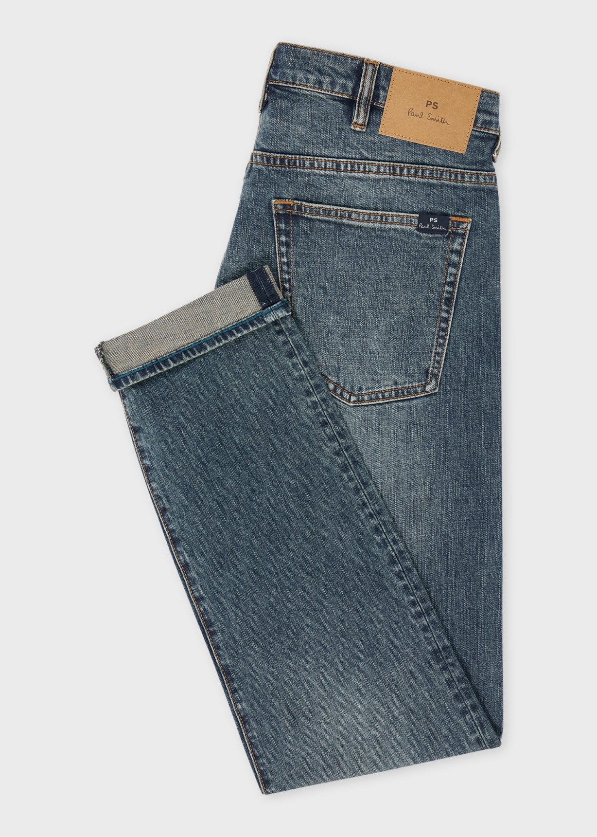 Men's Tapered-Fit 'Crosshatch Stretch' Blue-Rinse Jeans