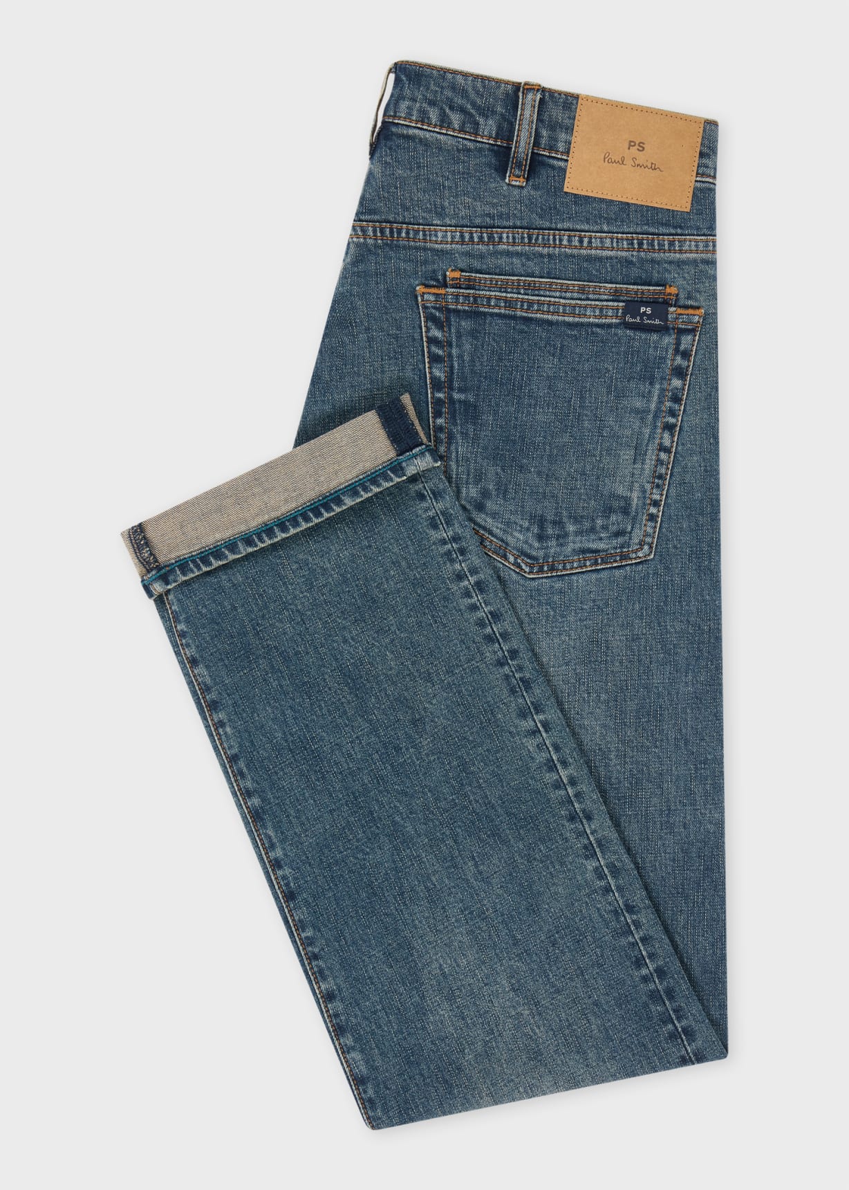 Standard-Fit 11.8oz 'Crosshatch Stretch' Blue-Rinse Jeans