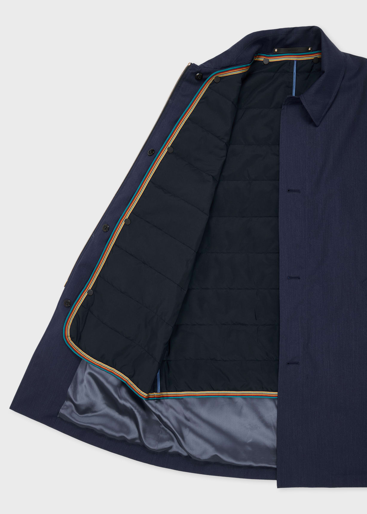 Men's Blue Melange 'Storm System' Wool Mac With Detachable Gilet