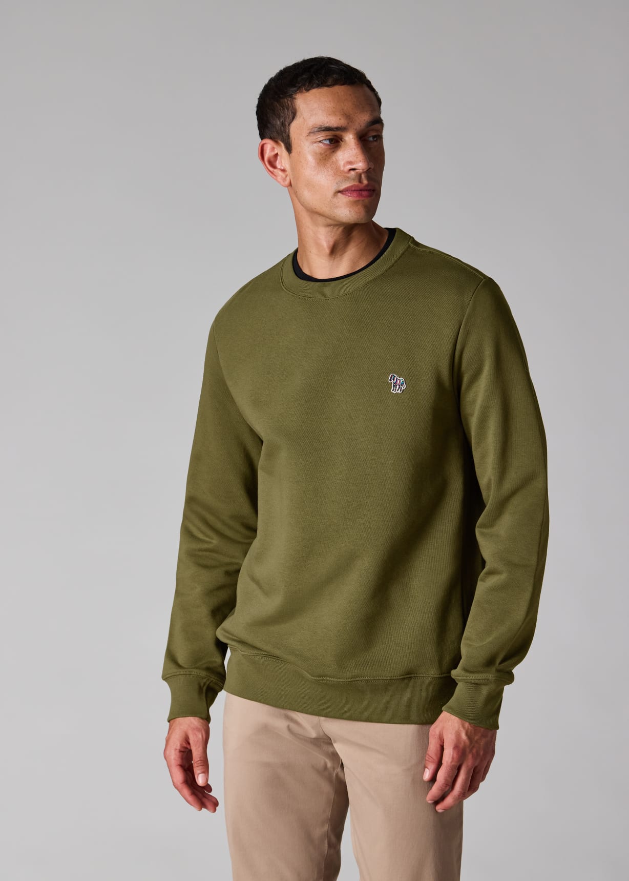 Men's Khaki Organic Cotton Zebra Logo Sweatshirt