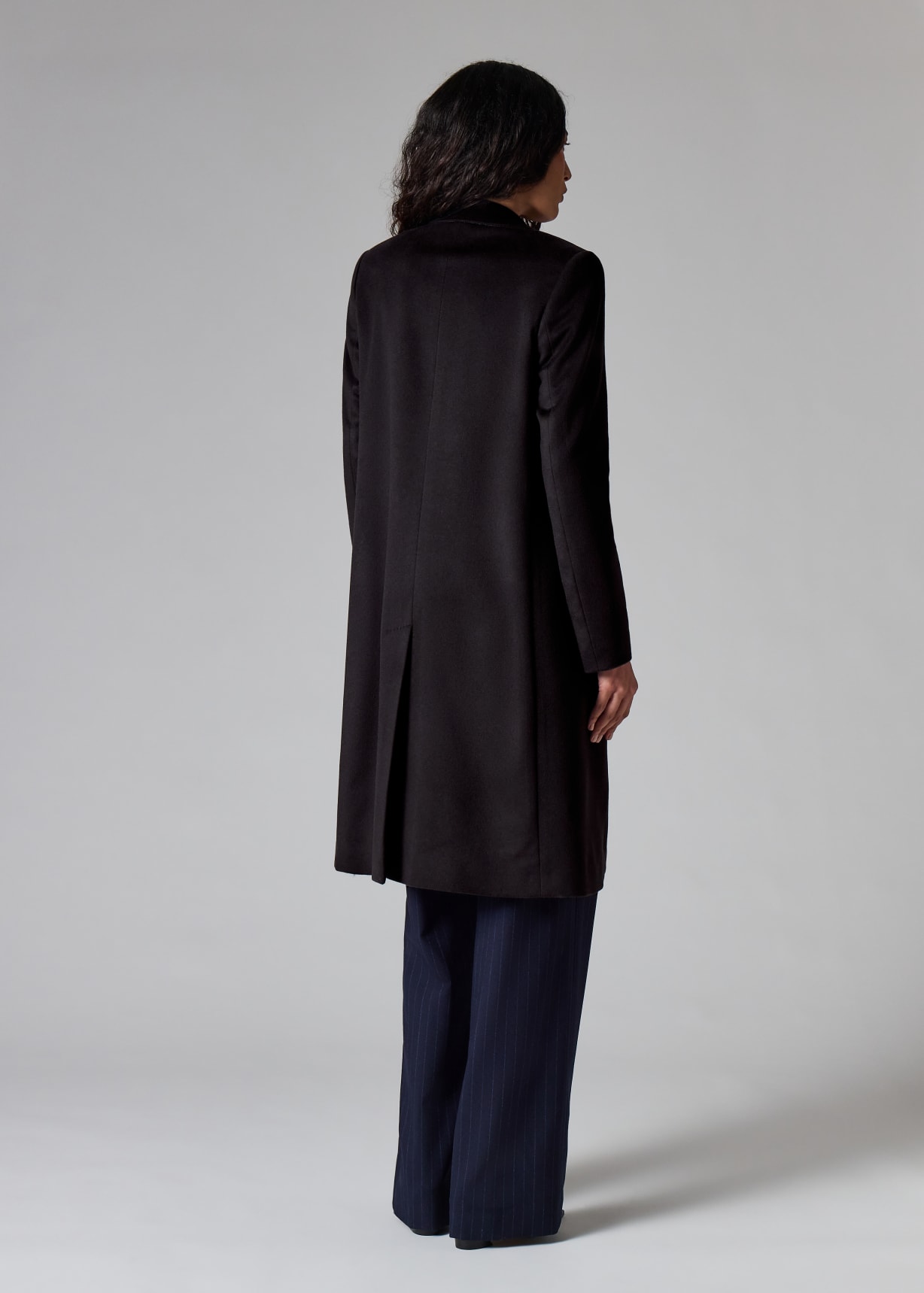 Women's Navy Blue Cashmere-Blend Epsom Coat