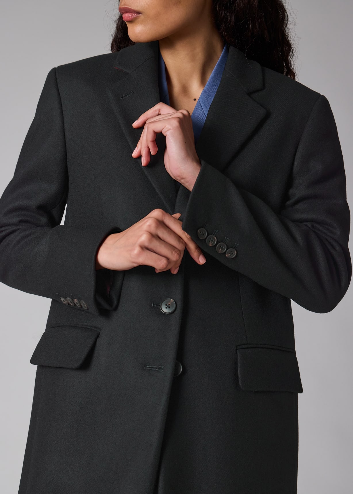 Women's Black Wool Epsom Coat