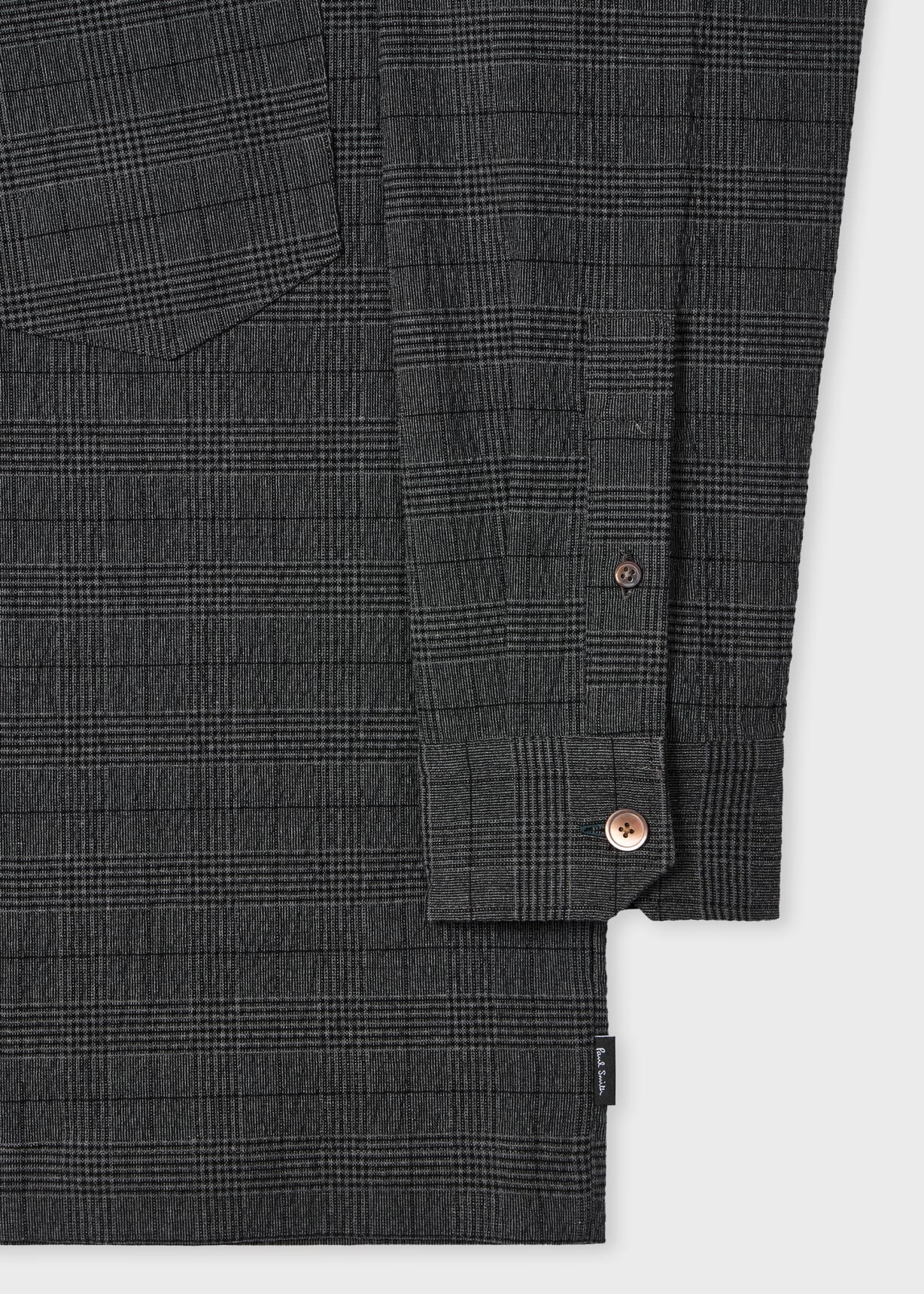 Grey Textured-Cotton Check Zip Overshirt