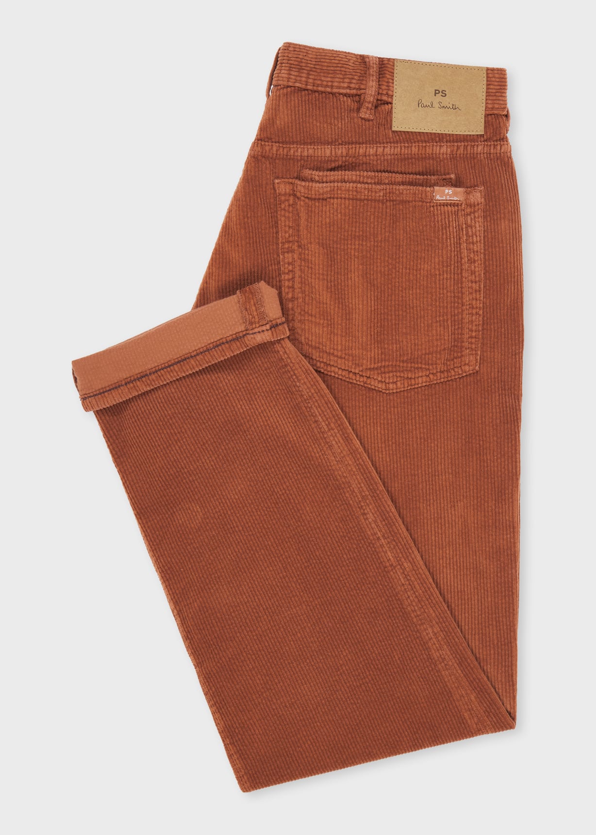 Men's Relaxed Tapered-Fit Rust Orange Corduroy Trousers