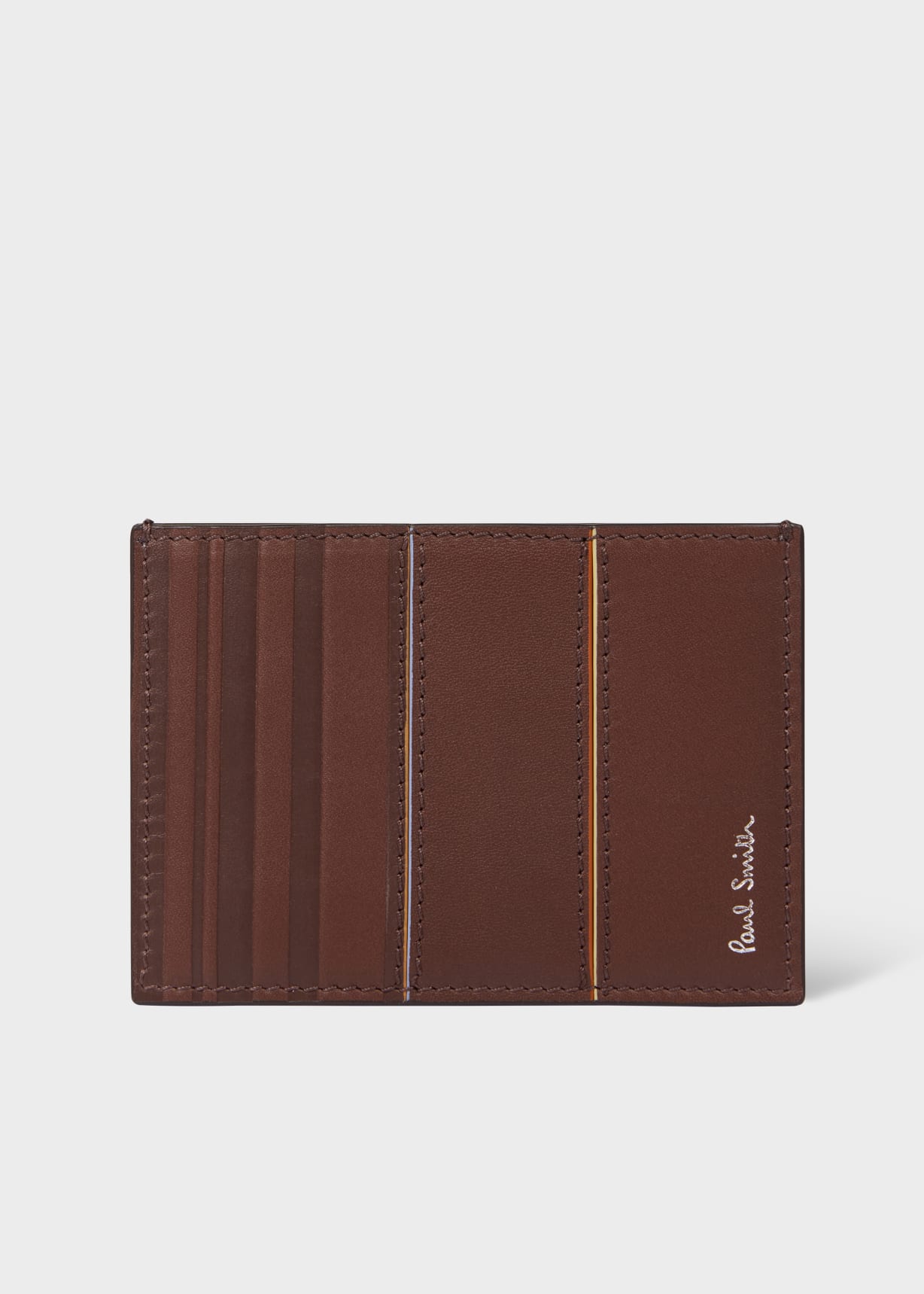 小物 Paul smith Men's Dark Red Panel Leather Card Holder