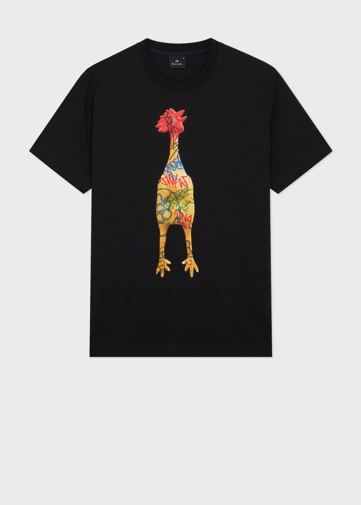 Men's Black 'Rubber Chicken' Print T-Shirt