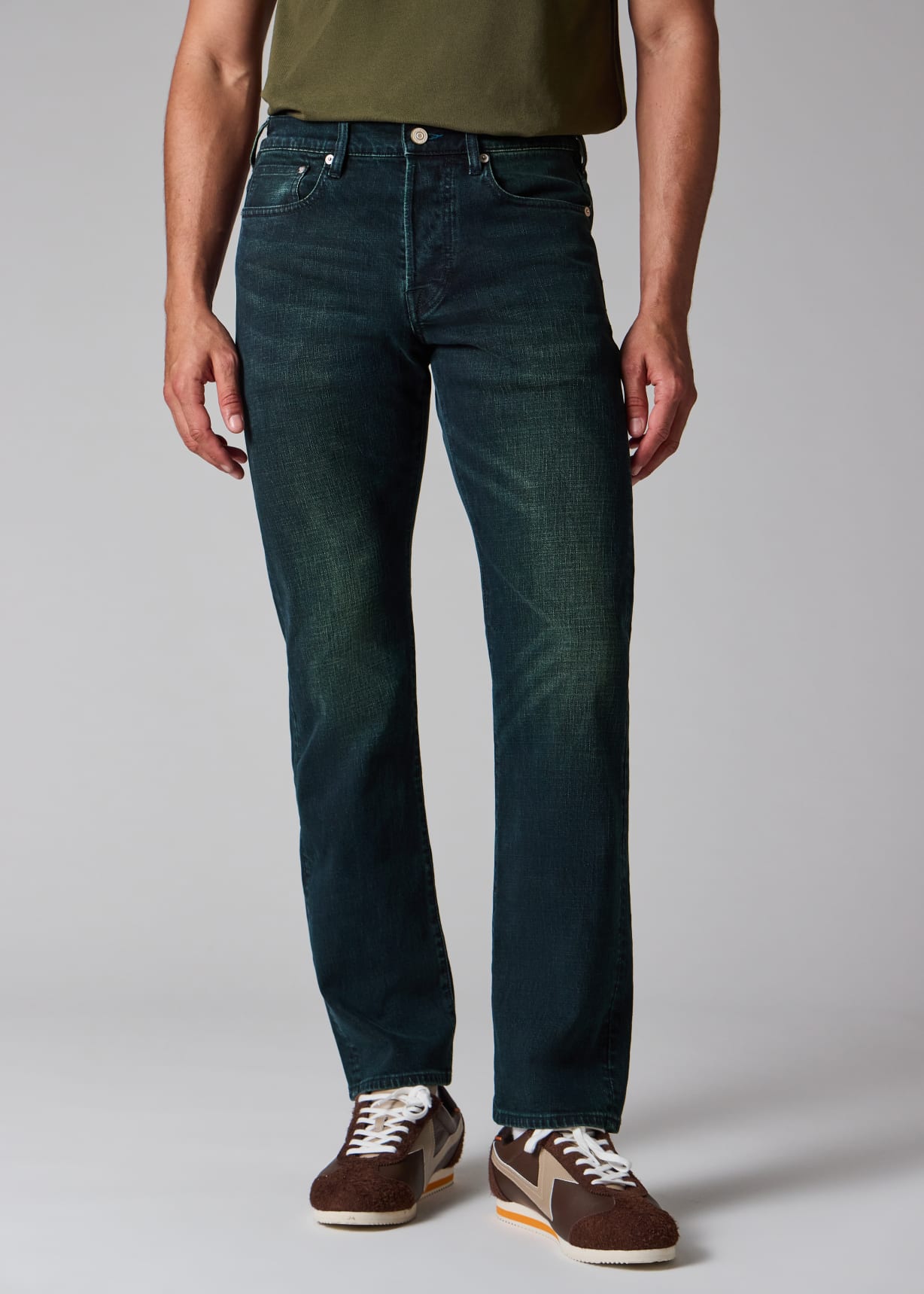Men's Standard-Fit 'Crosshatch Stretch' Blue Over-Dye Jeans