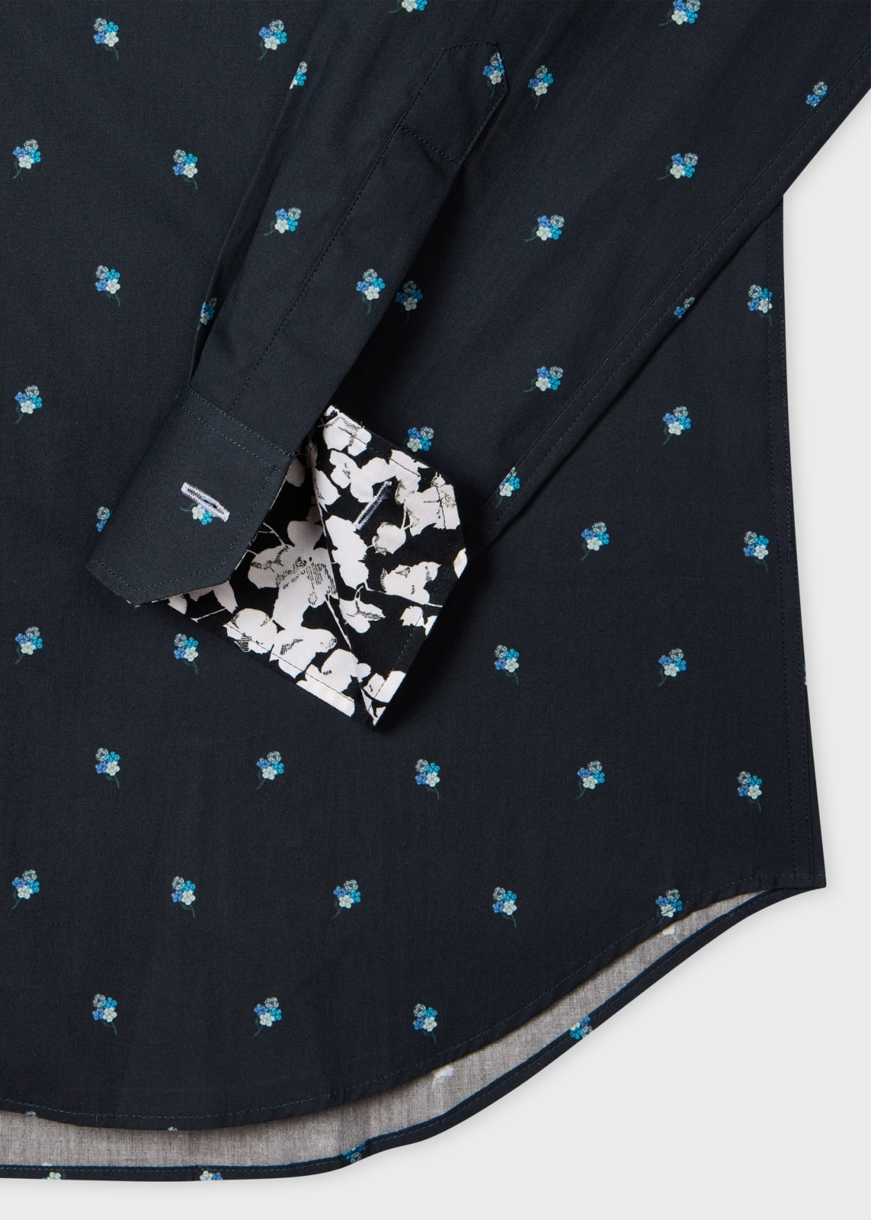 Men's Tailored-Fit Navy 'Ditsy Flower' Cotton Shirt