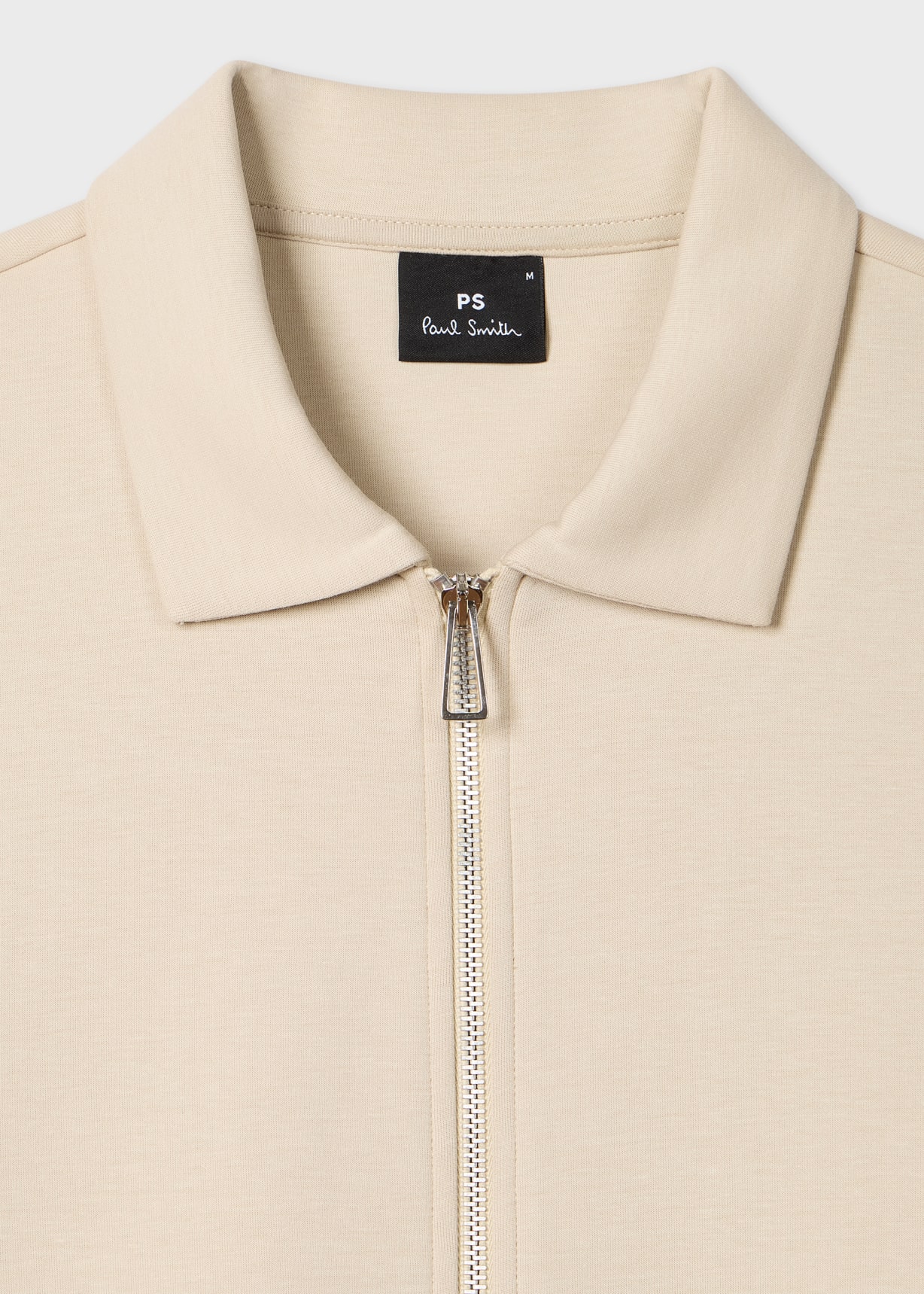 Men's Ecru Double-Face Jersey Zip-Front Sweatshirt