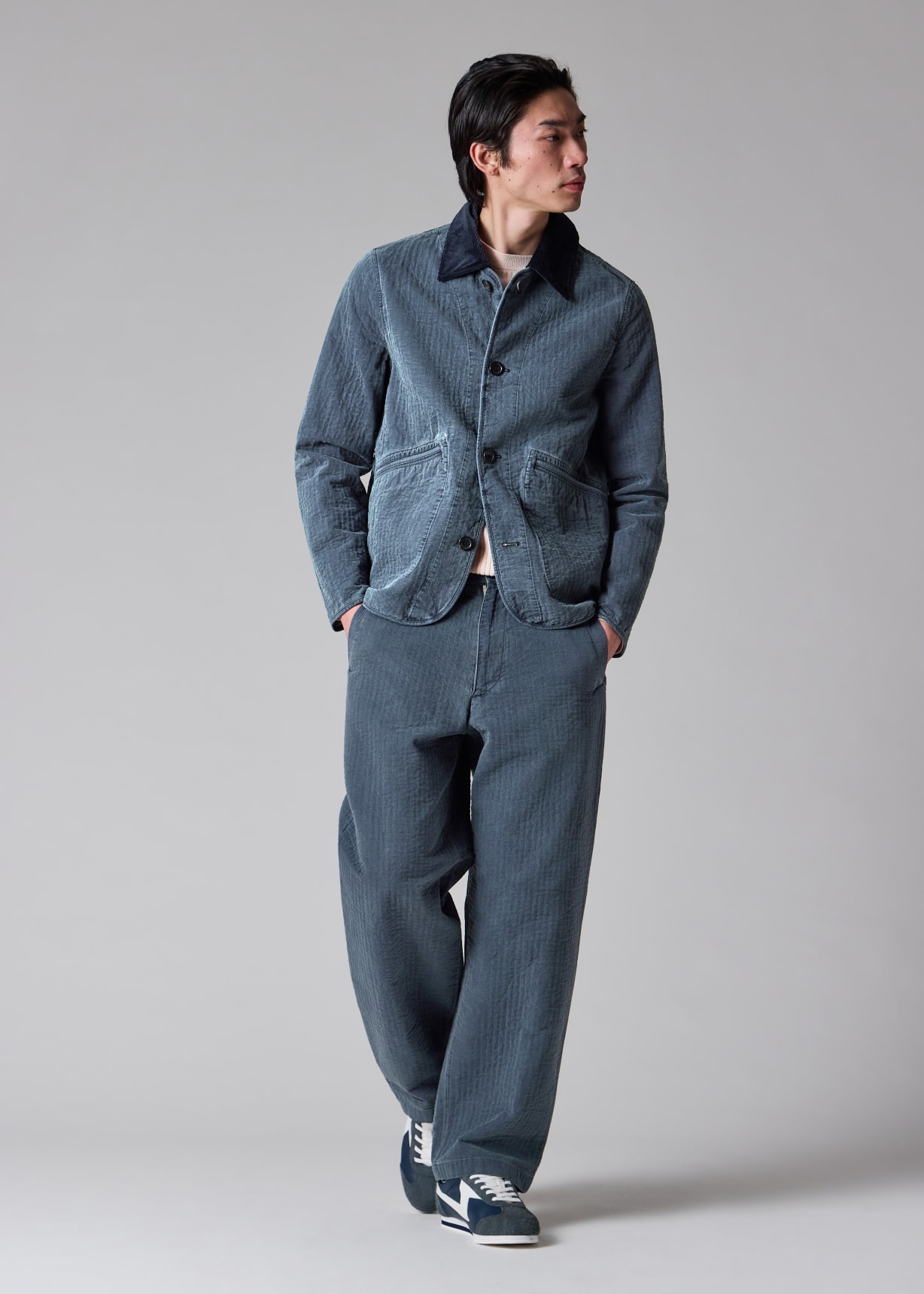 Men's Washed Indigo Self-Quilted Cotton Jacket