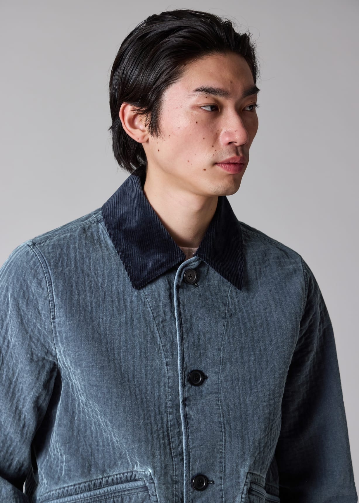 Men's Washed Indigo Self-Quilted Cotton Jacket