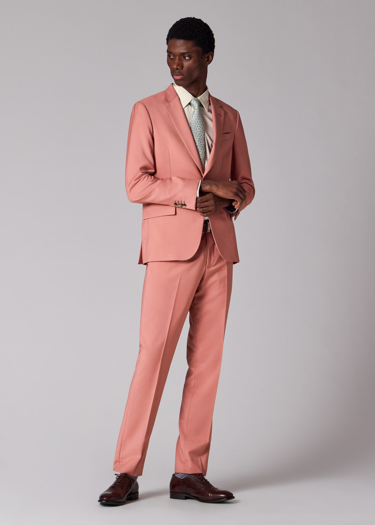 Men's Tailored-Fit Pink Wool-Mohair Suit