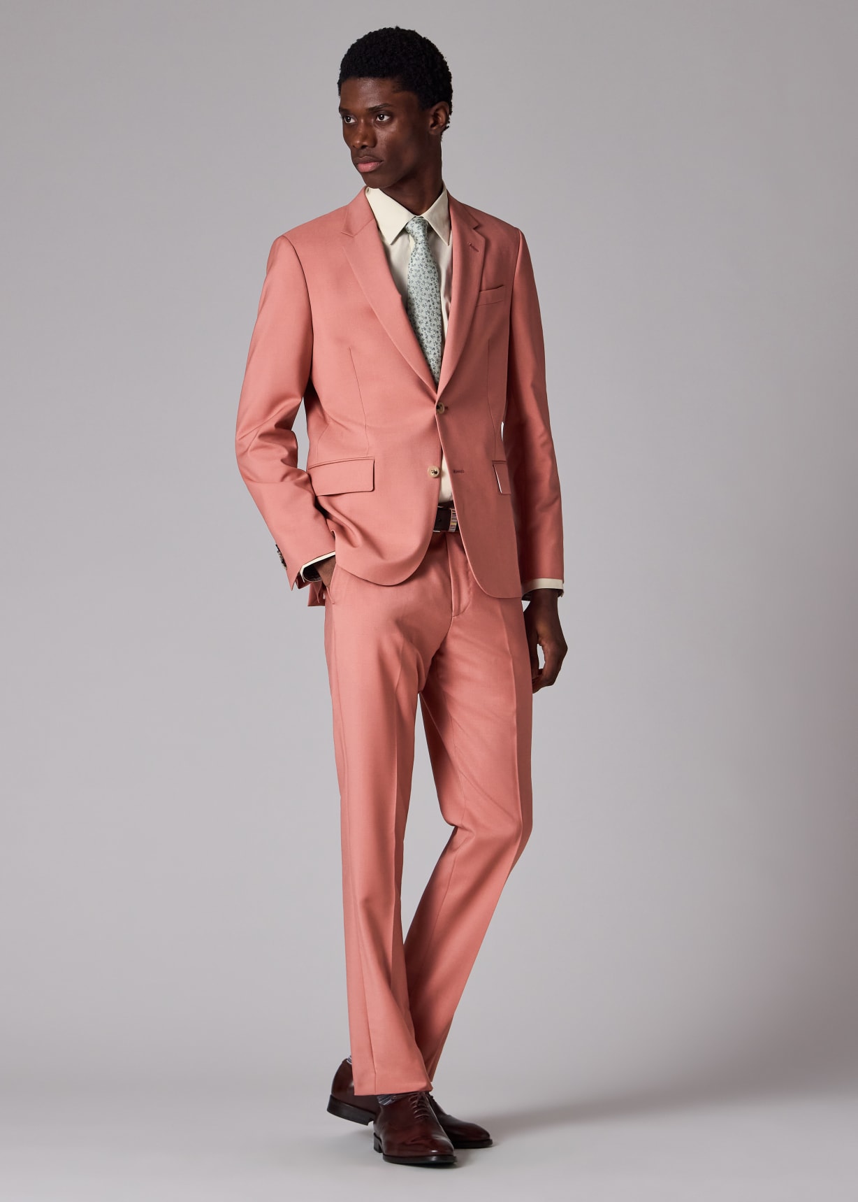 Men's Tailored-Fit Pink Wool-Mohair Suit
