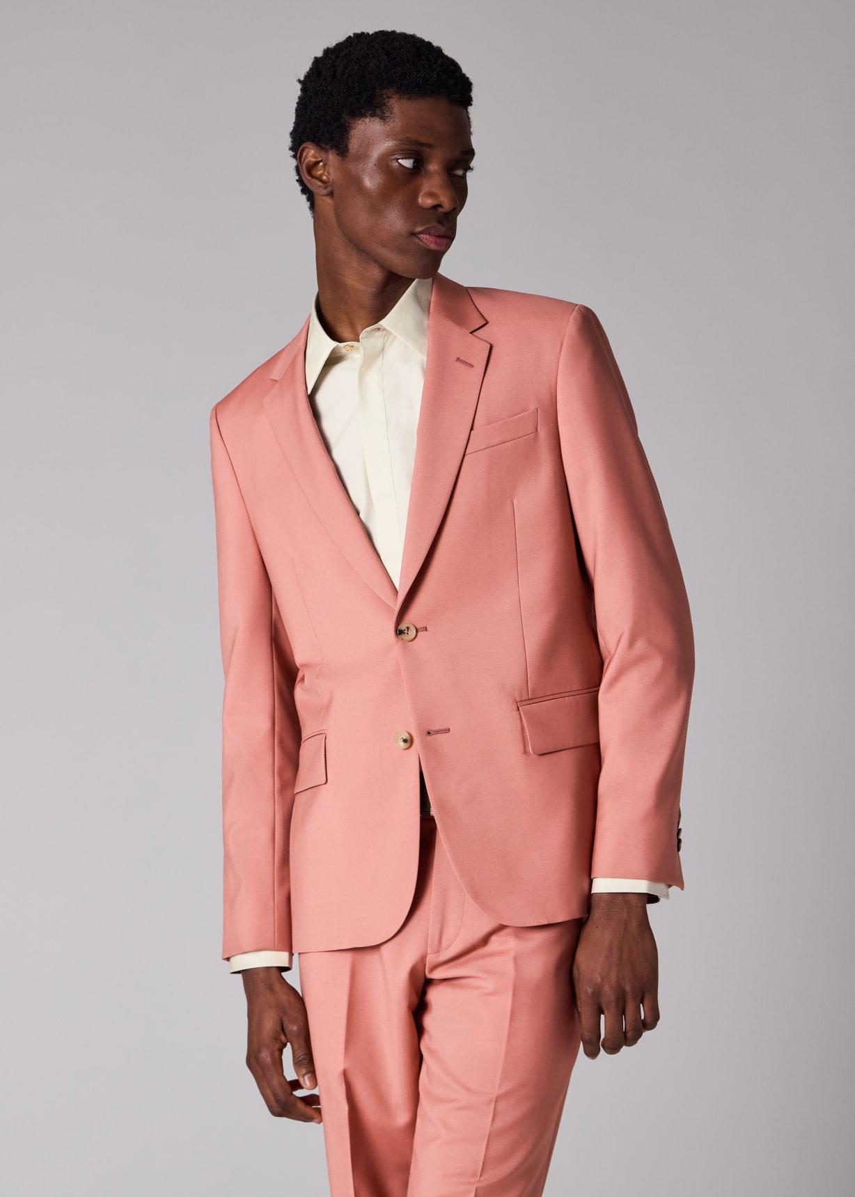 Men's Tailored-Fit Pink Wool-Mohair Suit