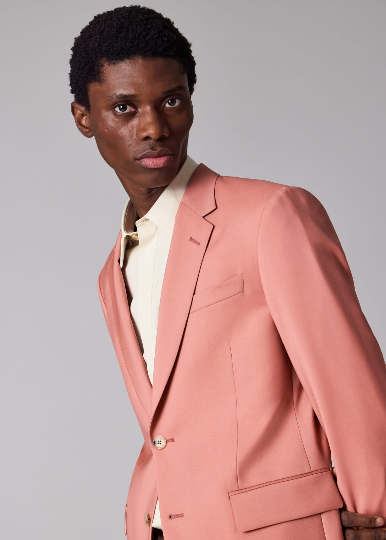 Men's Tailored-Fit Pink Wool-Mohair Suit