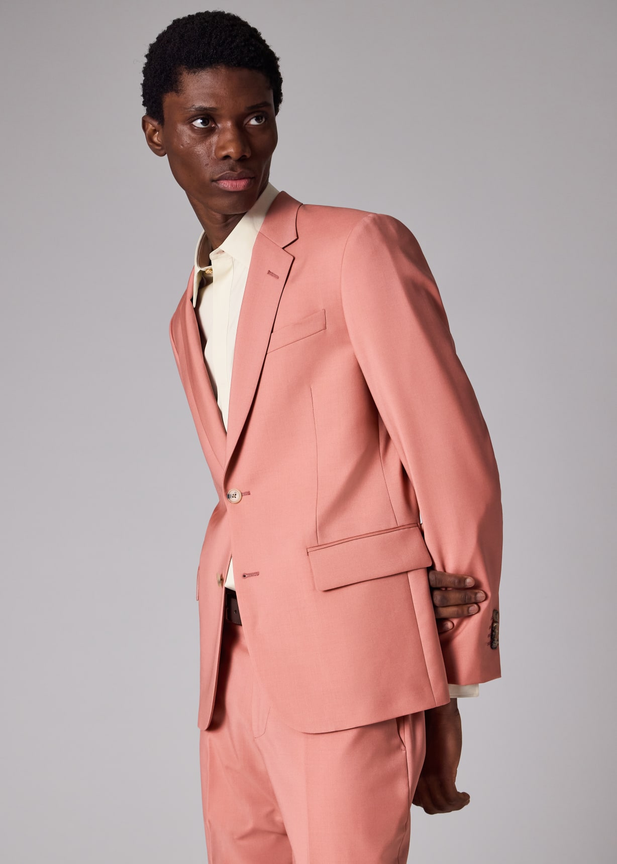 Men's Tailored-Fit Pink Wool-Mohair Suit