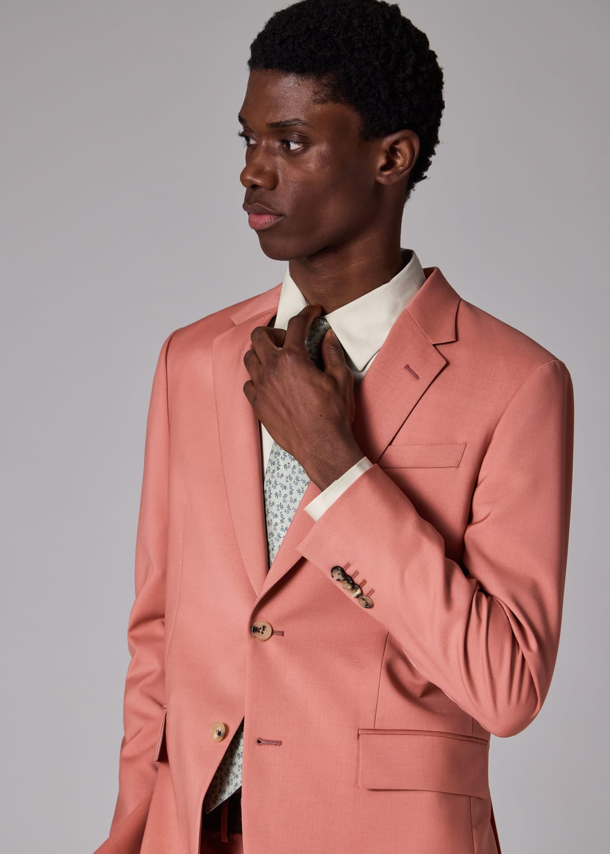 Men's Tailored-Fit Pink Wool-Mohair Suit