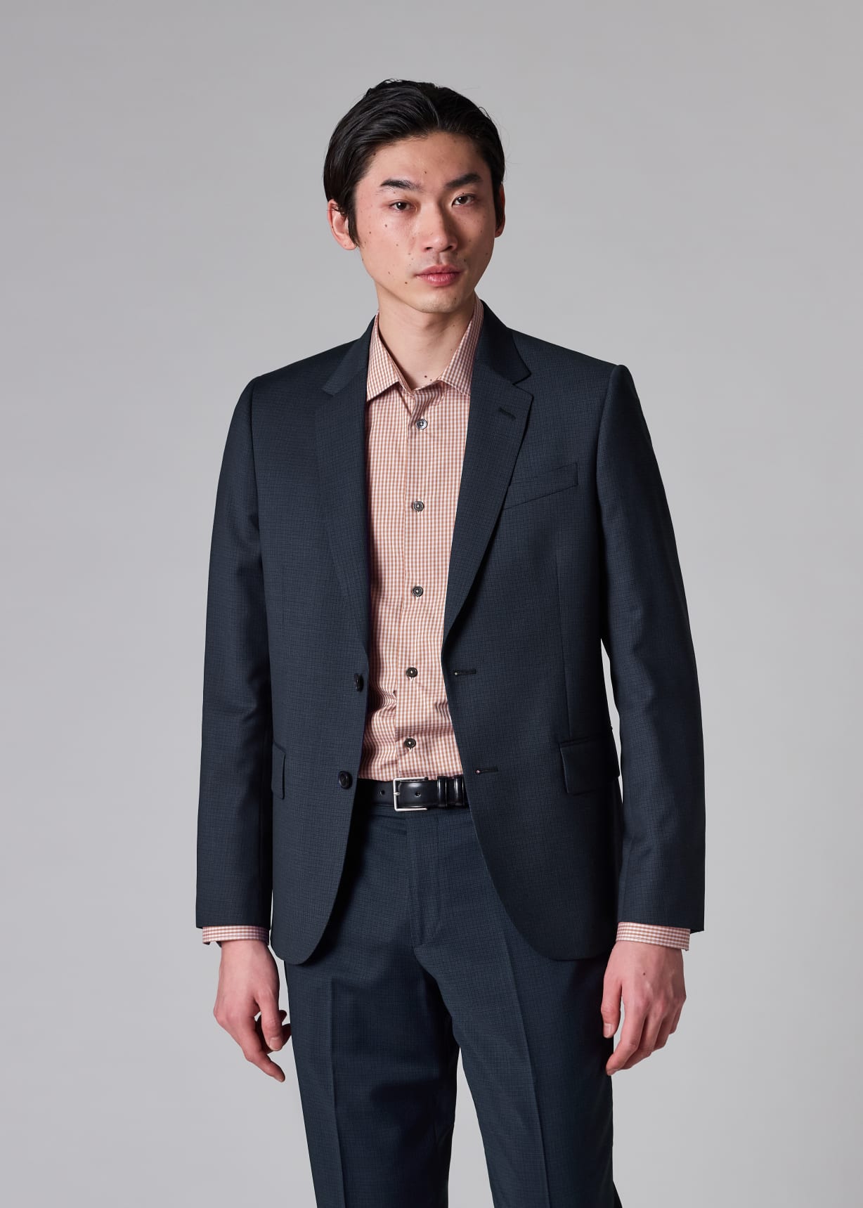 Men's Tailored-Fit Navy Puppytooth Wool Suit