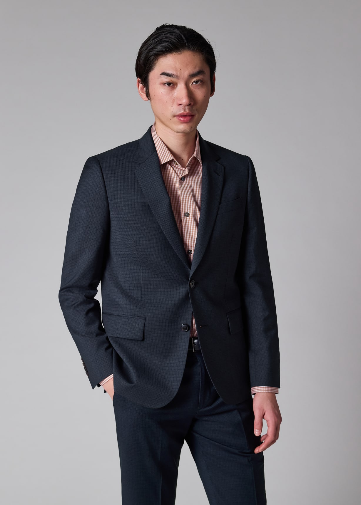 Men's Tailored-Fit Navy Puppytooth Wool Suit