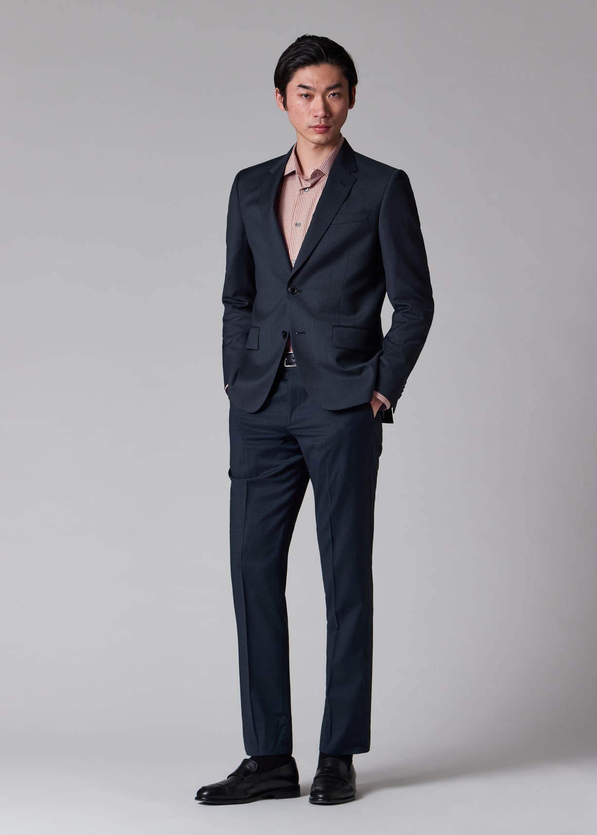 Men's Tailored-Fit Navy Puppytooth Wool Suit