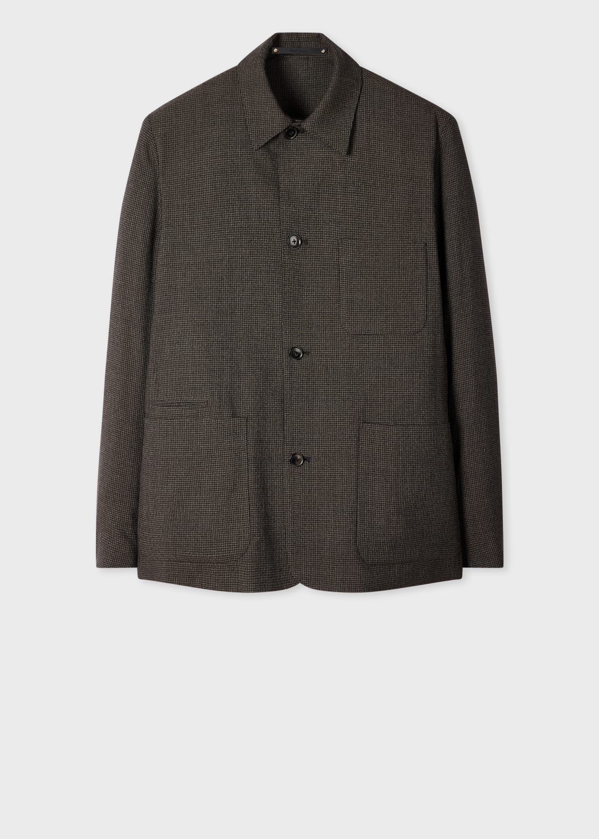 Men's Brown Check Two-Ply Merino Work Jacket