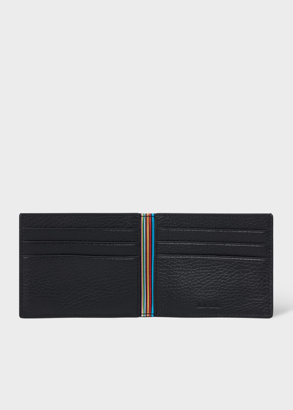 Men's Black Grained Leather Compact Billfold Wallet