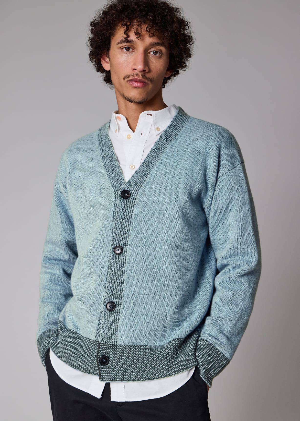 Men's Light Blue Lambswool Cardigan