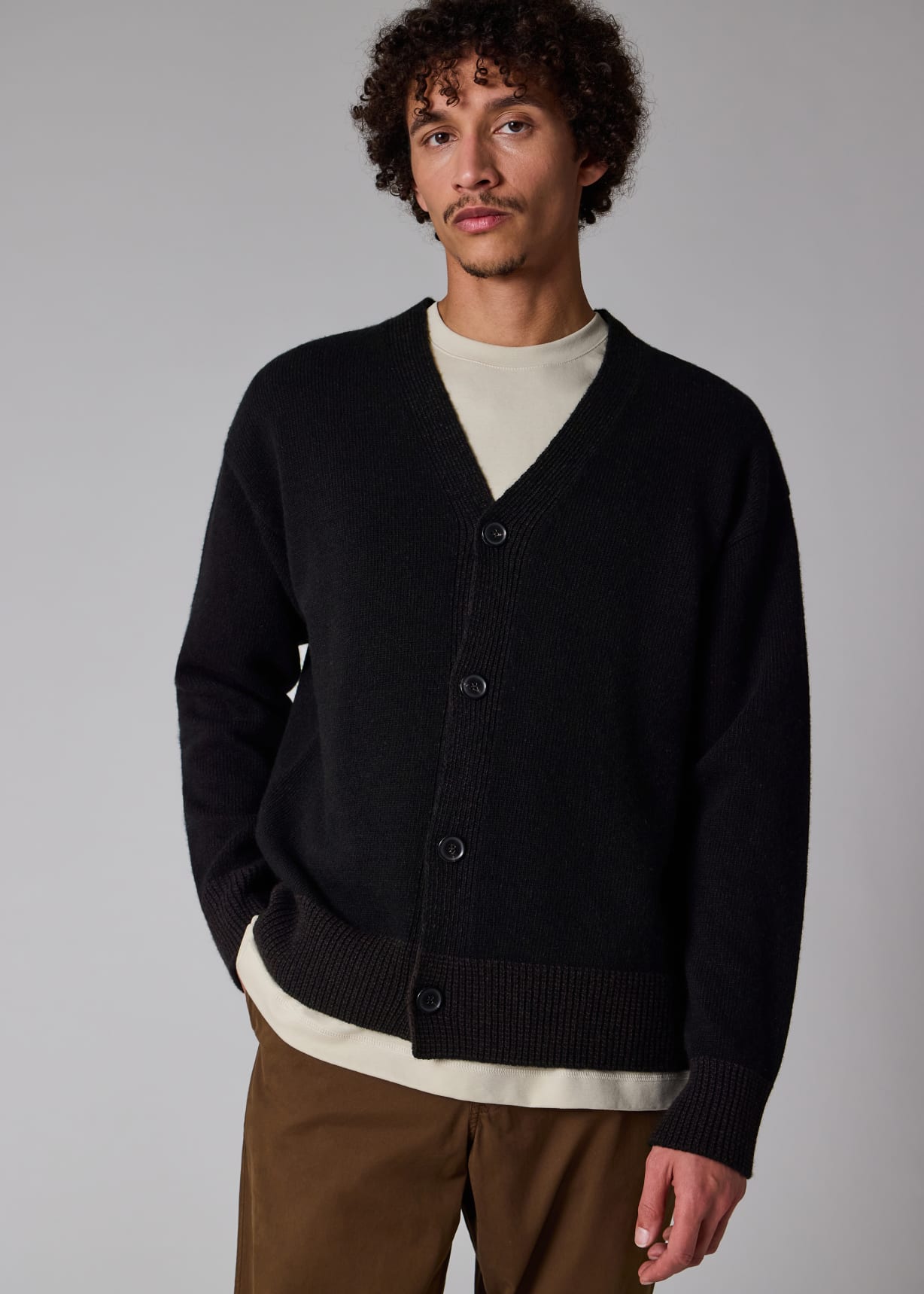 Men's Black Lambswool Cardigan
