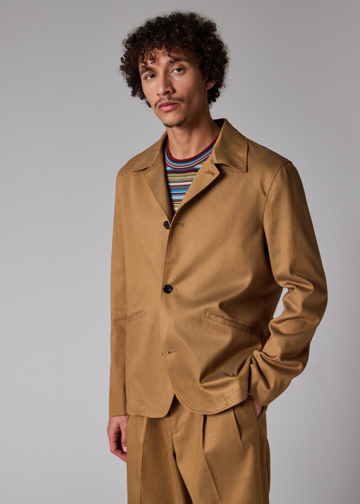 Men's Tan Lyocell-Cotton Twill Work Jacket