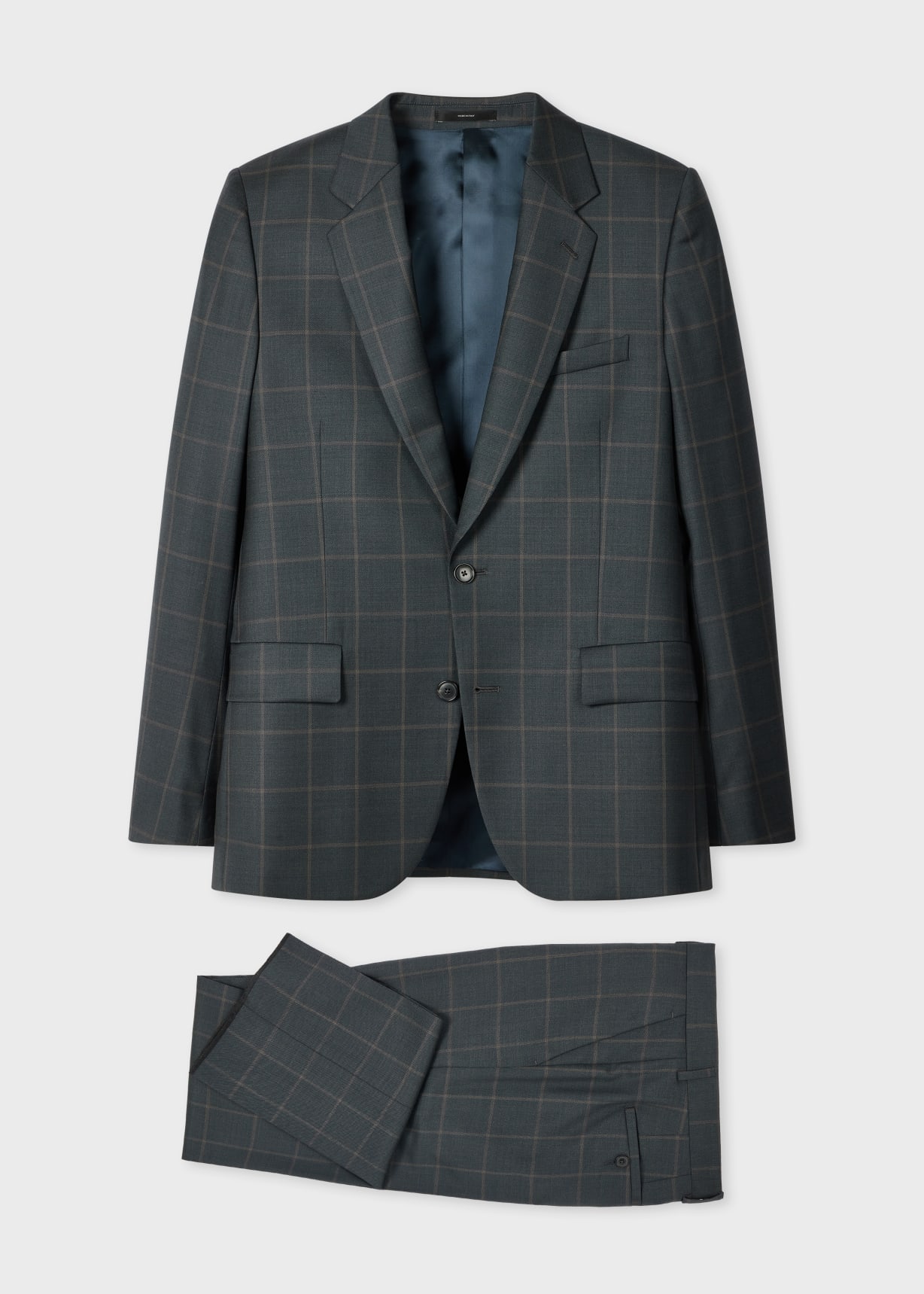 Paul smith 3 piece Suit グレンチェック フェザープリント Men's Classic-Fit Dark Green Windowpane Check Wool Suit