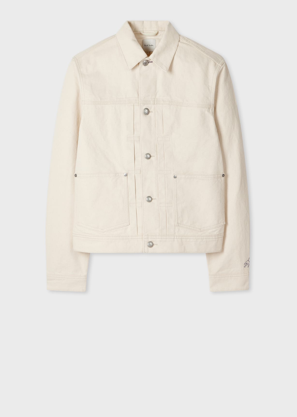 Men's Ecru Pleated Denim Jacket