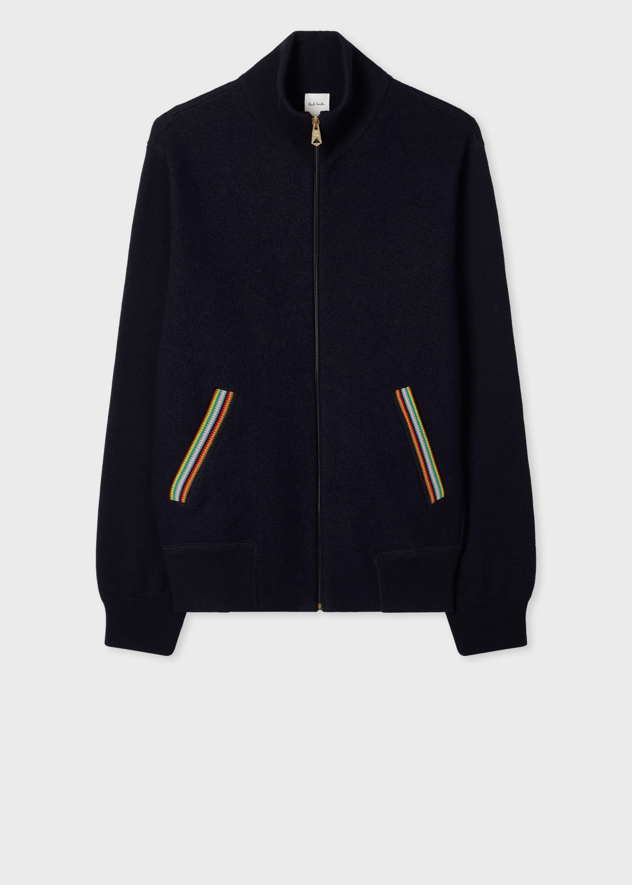 Men's Navy 'Signature Stripe' Merino Wool Knitted Jacket