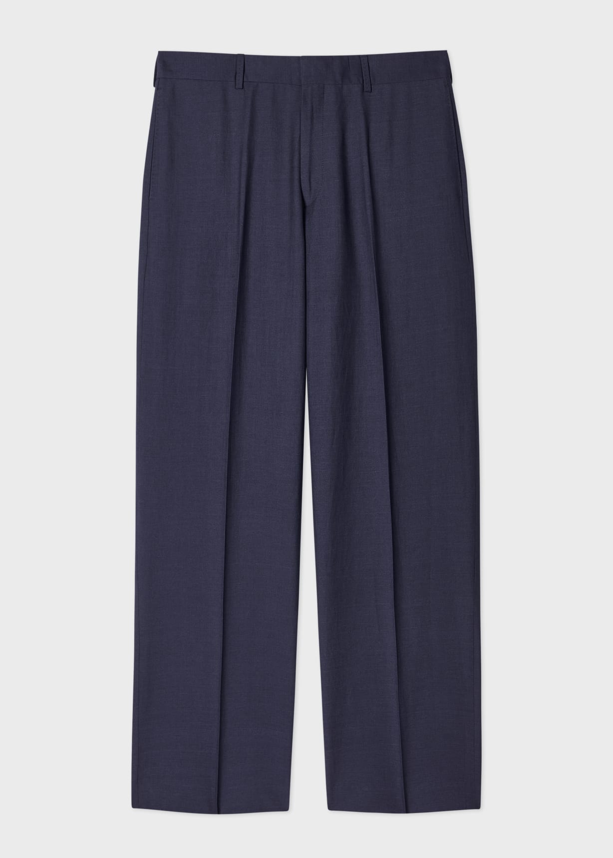 Men's Straight-Fit Navy Wool and Linen-Blend Trousers