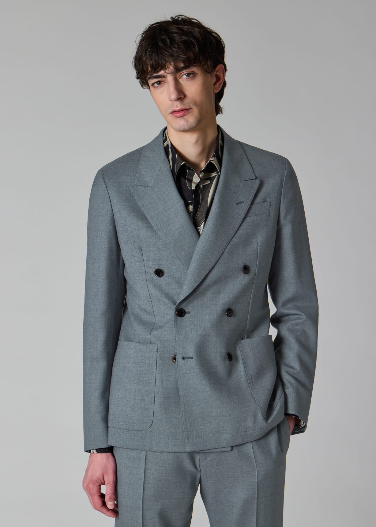 A Suit To Travel In - Blue Marl Double-Breasted Wool Blazer