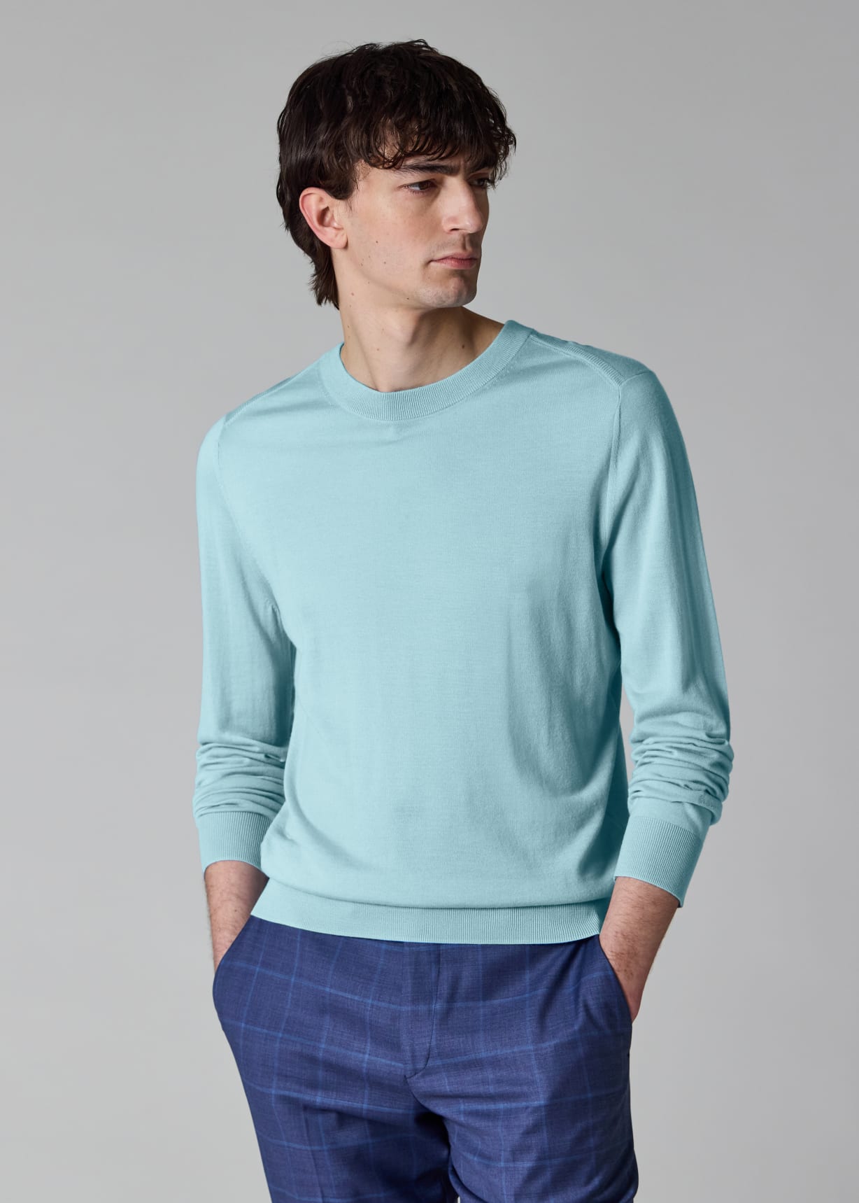 Men's Sky Blue Merino Wool Sweater