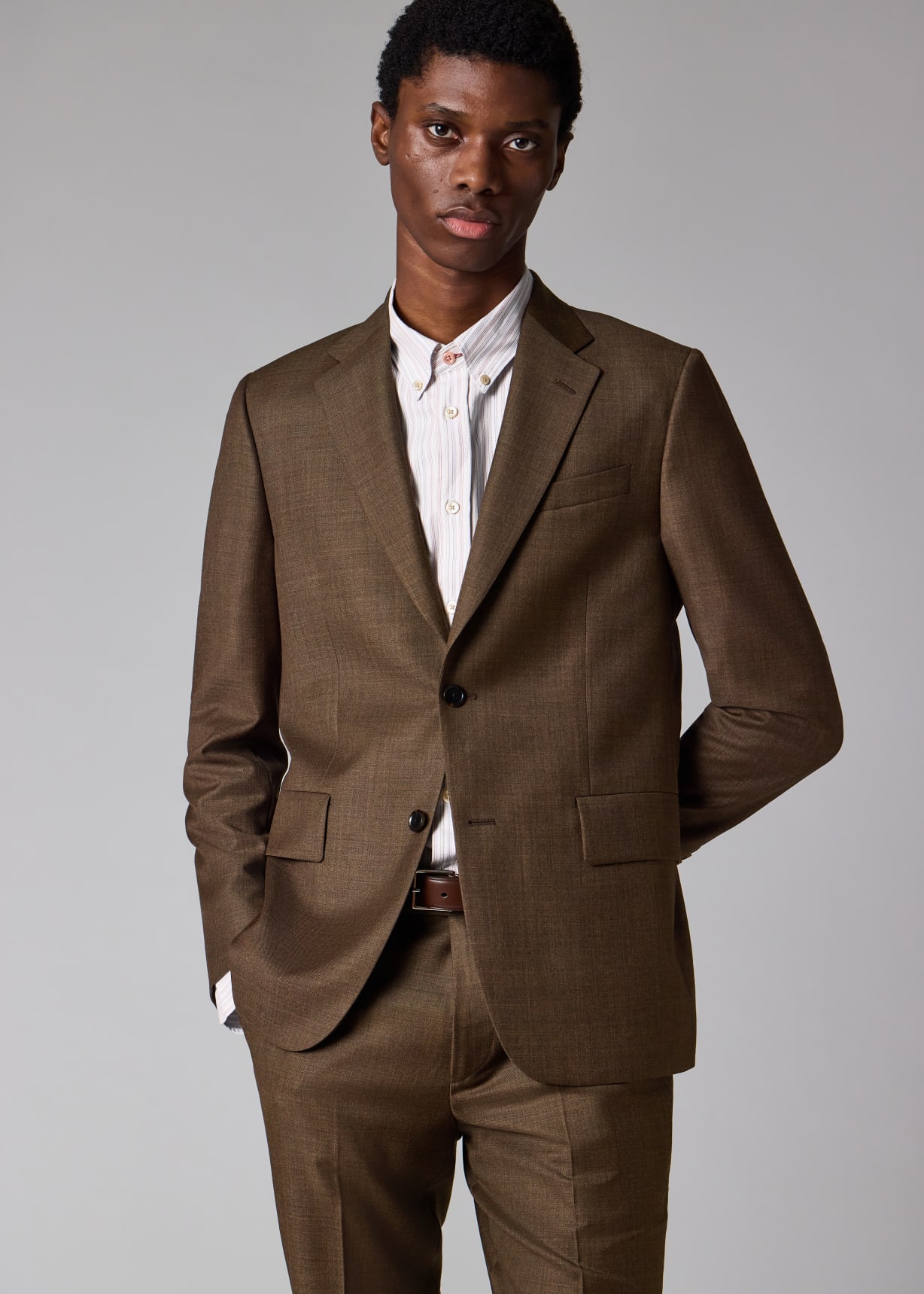 ほぼ新品　Paul smith ブラウン　スーツ Men's Brown Sharkskin Wool Suit