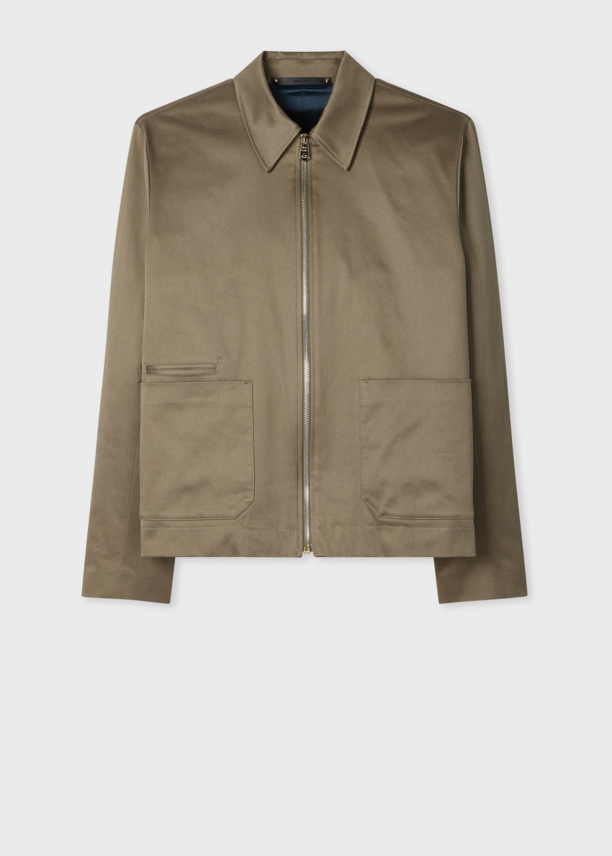 Taupe Stretch-Cotton Zip Jacket