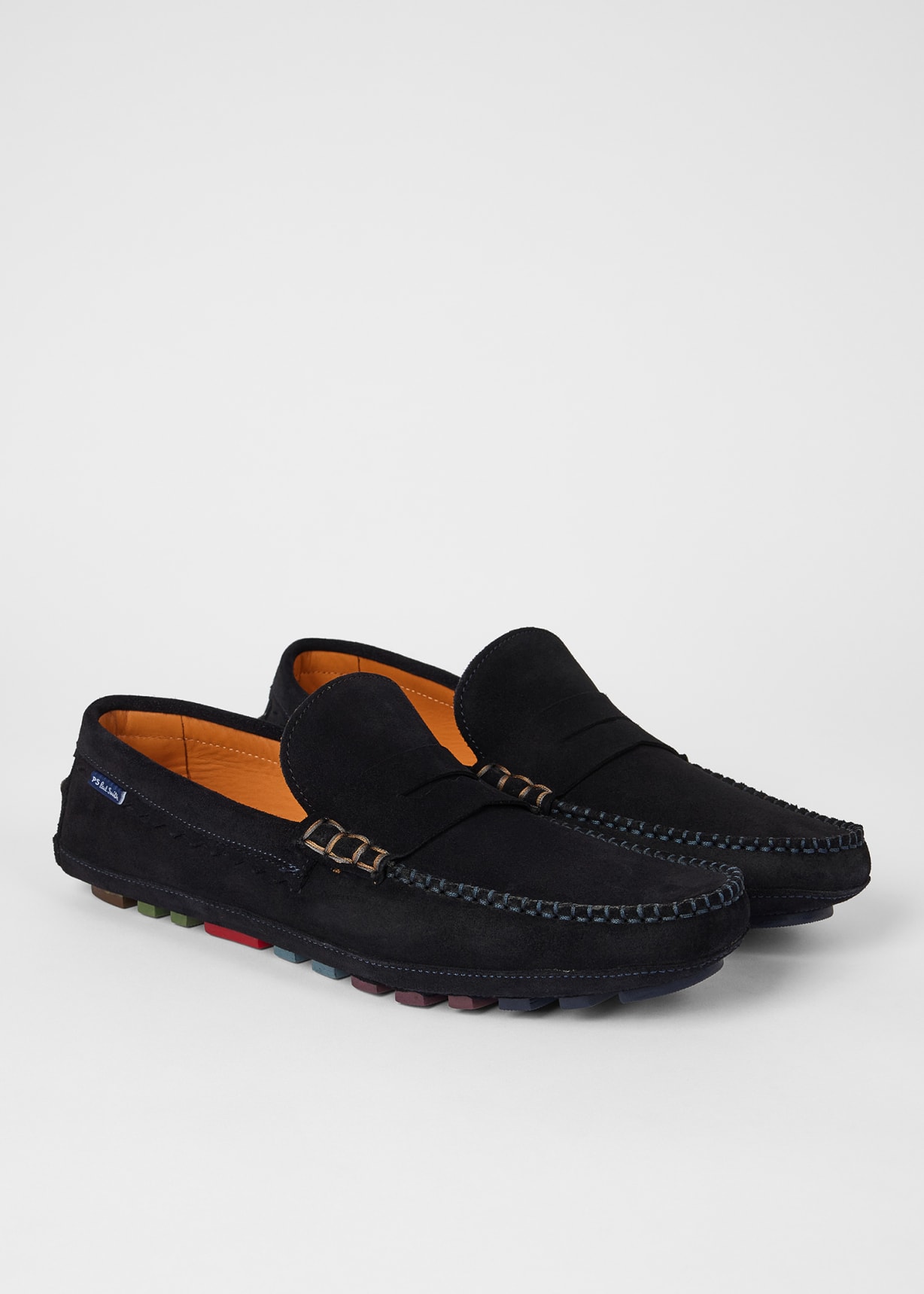 Paul Smith Men\'s Navy Suede Moccasin Loafers with Rope Bow Men main image 2