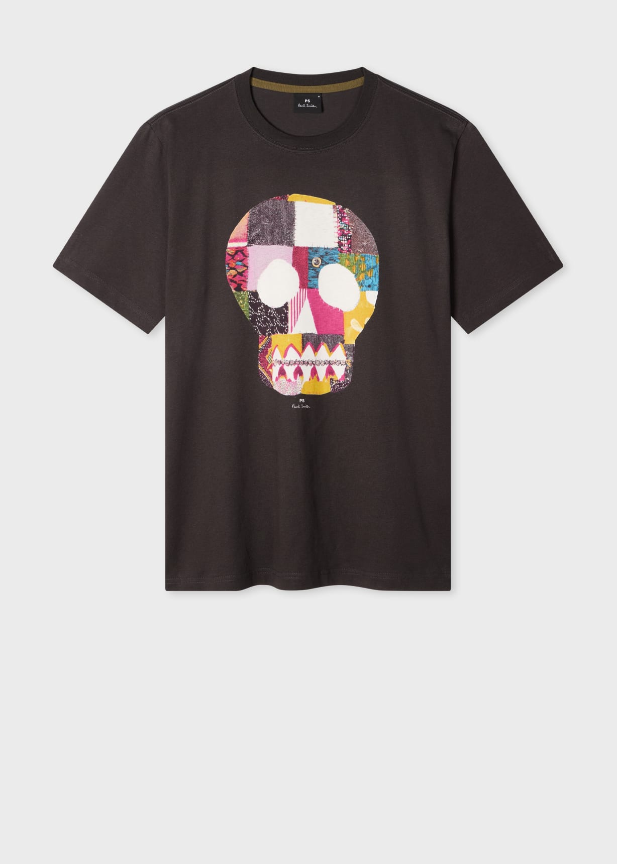 Men's Charcoal Grey 'Fabric Skull' Print T-Shirt