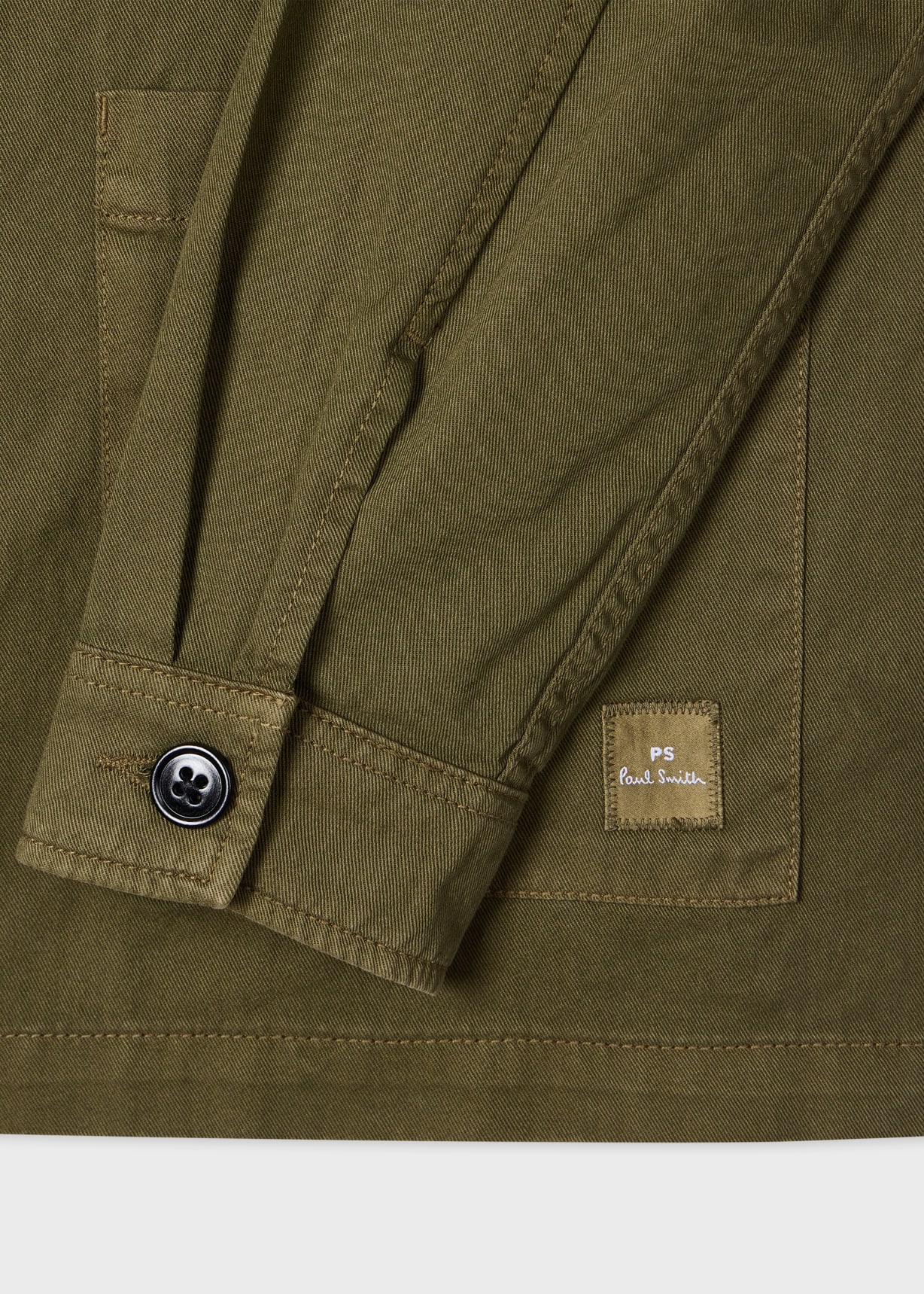 Men's Khaki Cotton-Twill 'Stitch Stripe' Work Jacket
