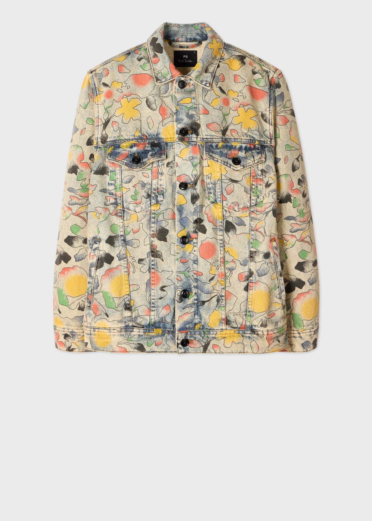 Men's 'Good Fortune Floral' Print Denim Jacket