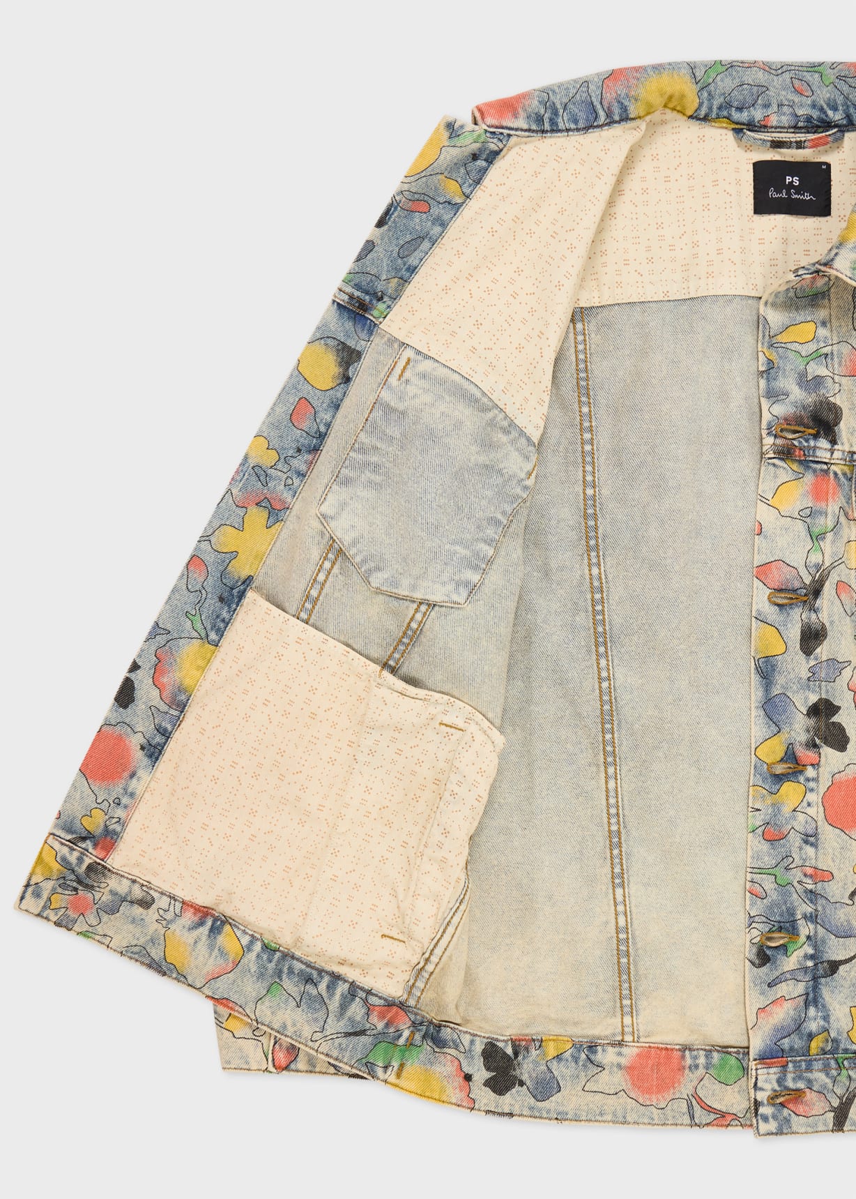 Men's 'Good Fortune Floral' Print Denim Jacket