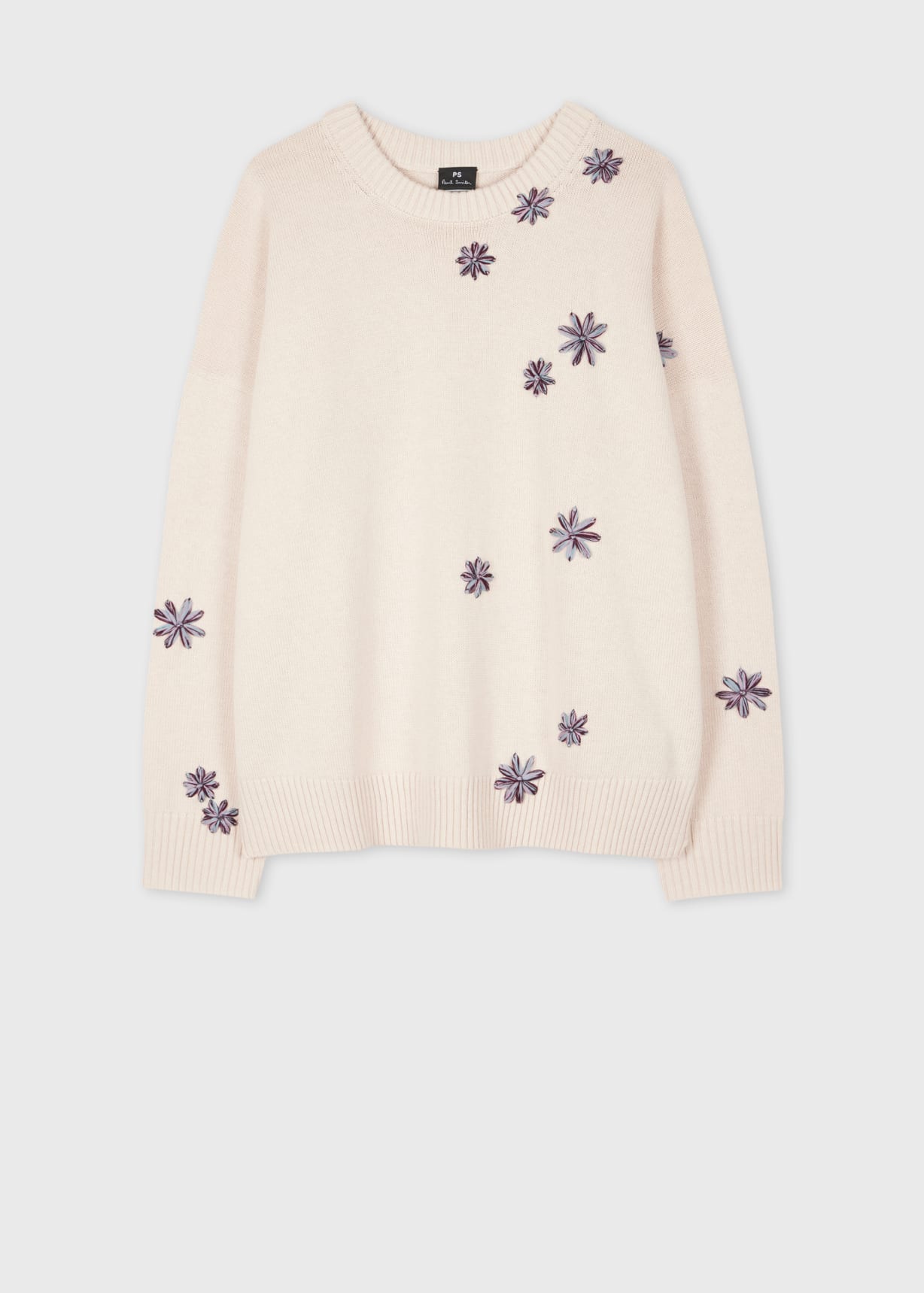 Women's Blush Knitted 'Chamomile Floral' Embroidered Sweater