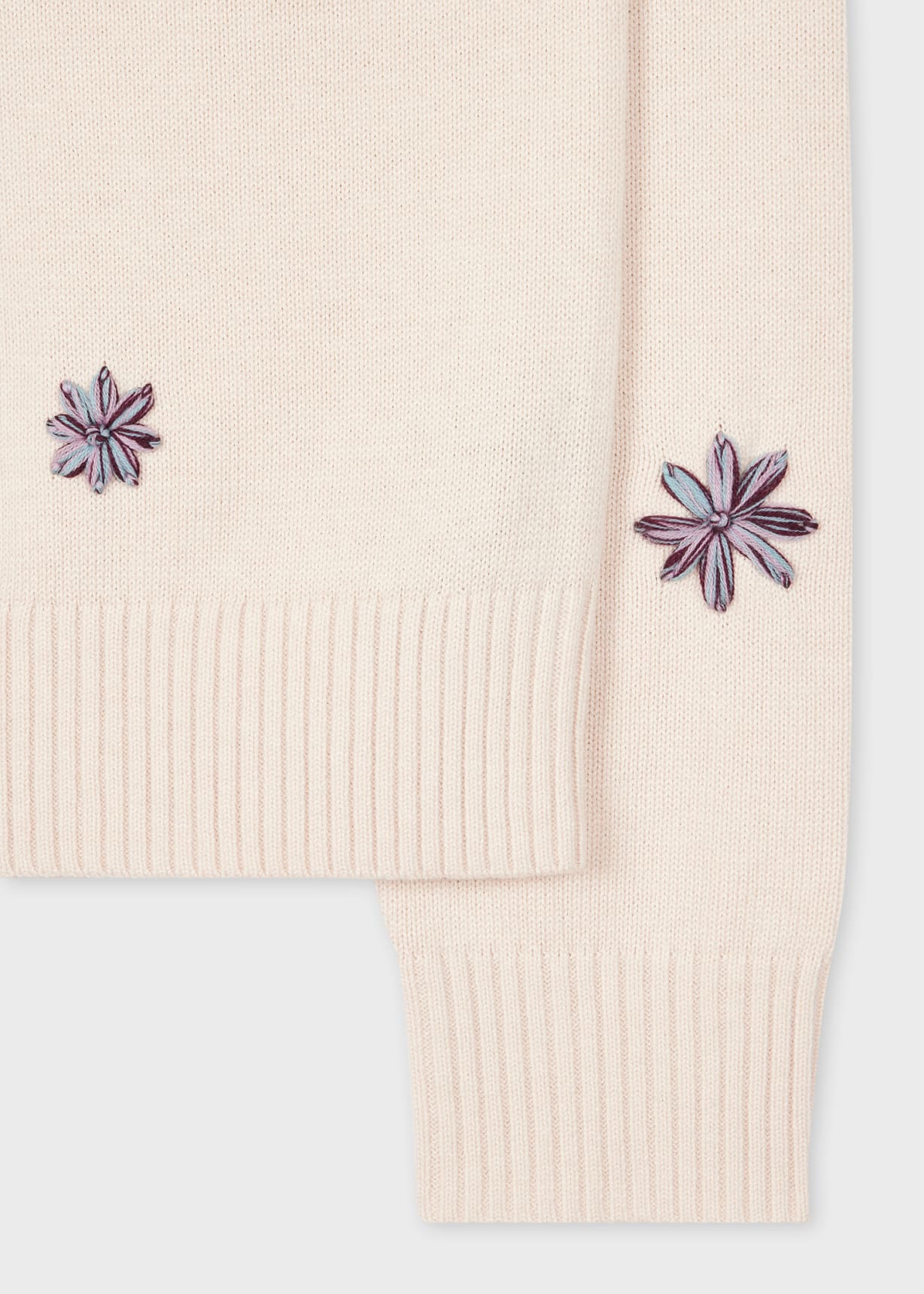 Women's Blush Knitted 'Chamomile Floral' Embroidered Sweater