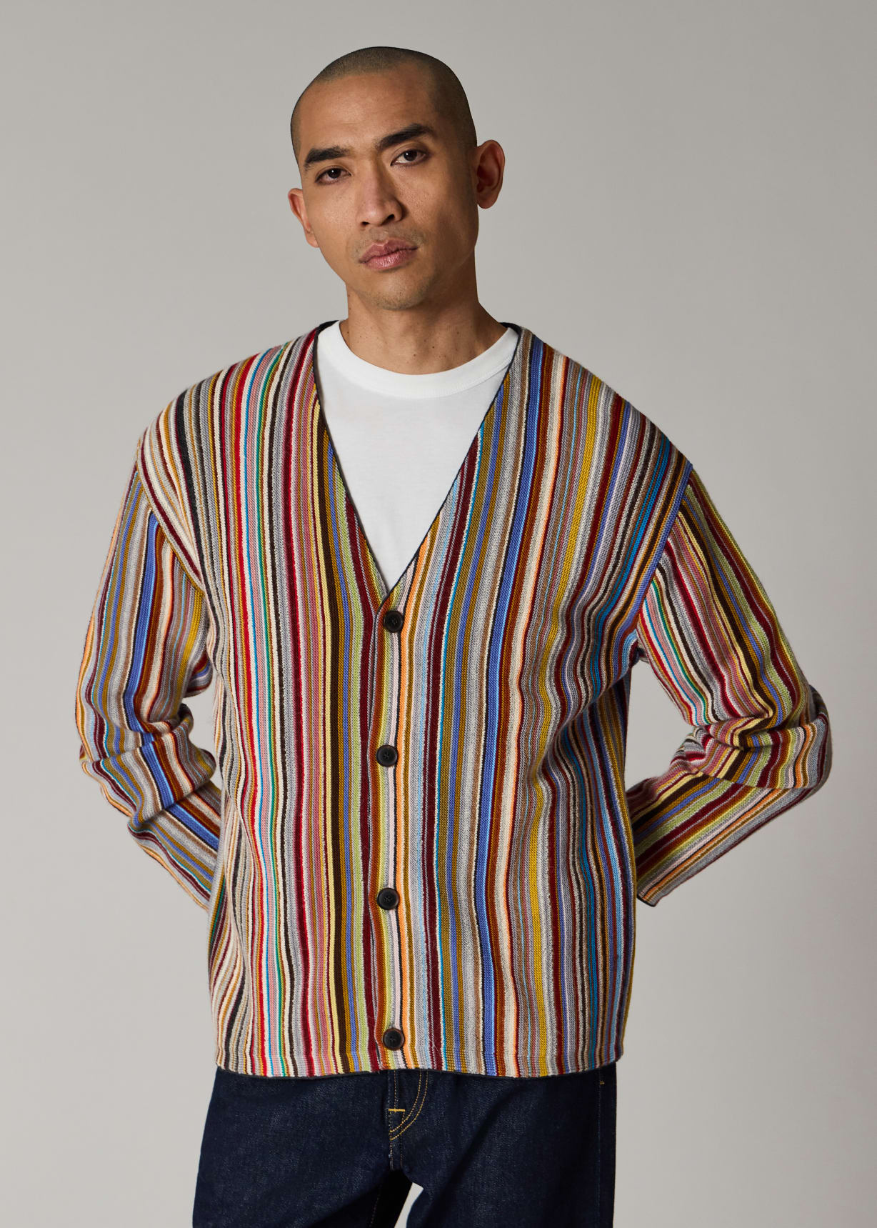 Men's 'Signature Stripe' Merino Wool-Blend Cardigan