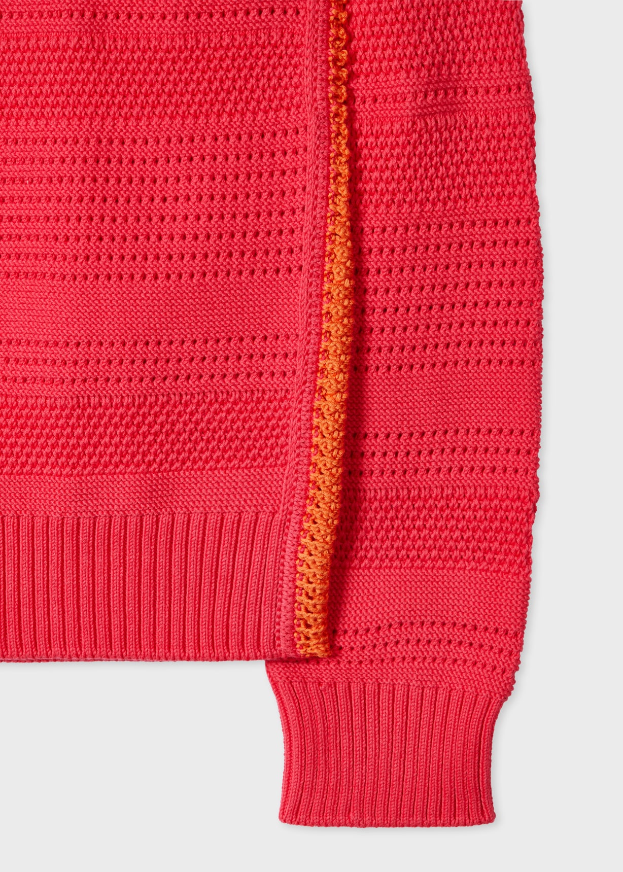 Men's Bright Pink Textured Cotton Sweater