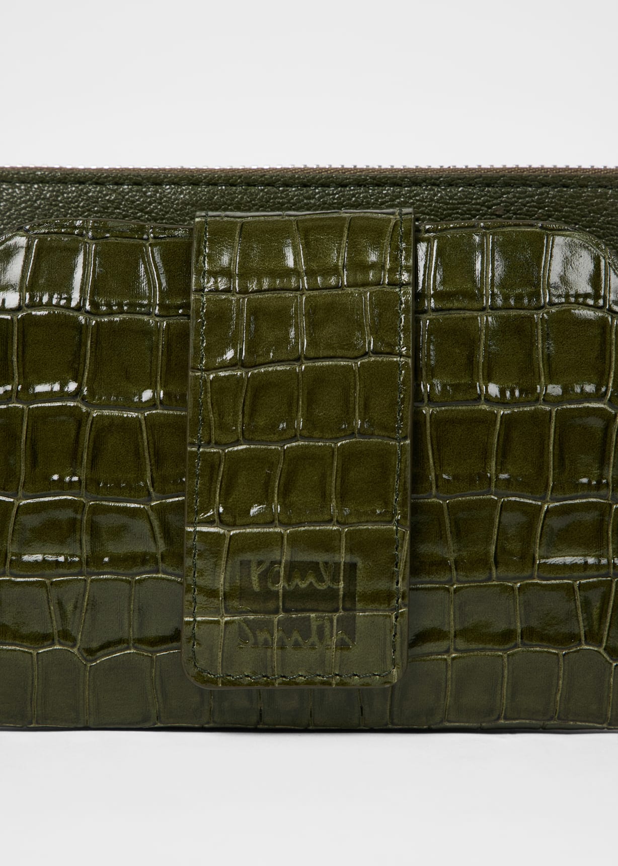Olive Green Croc Travel Pouch